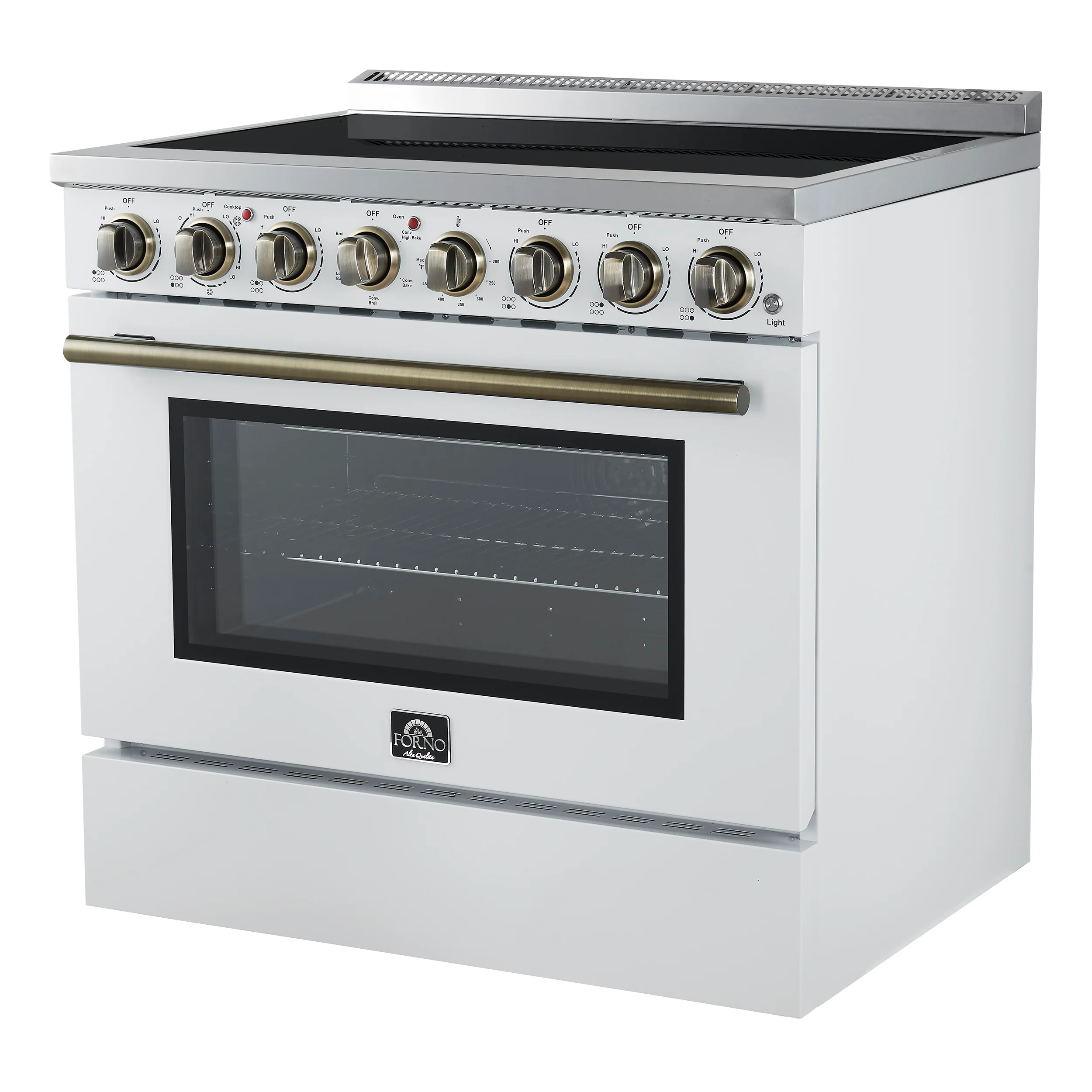 Forno Paolo 36 Inch White Freestanding Electric Range, Stainless Steel, 5.44 cu.ft, True Convection Oven, Energy Efficient - Image 10