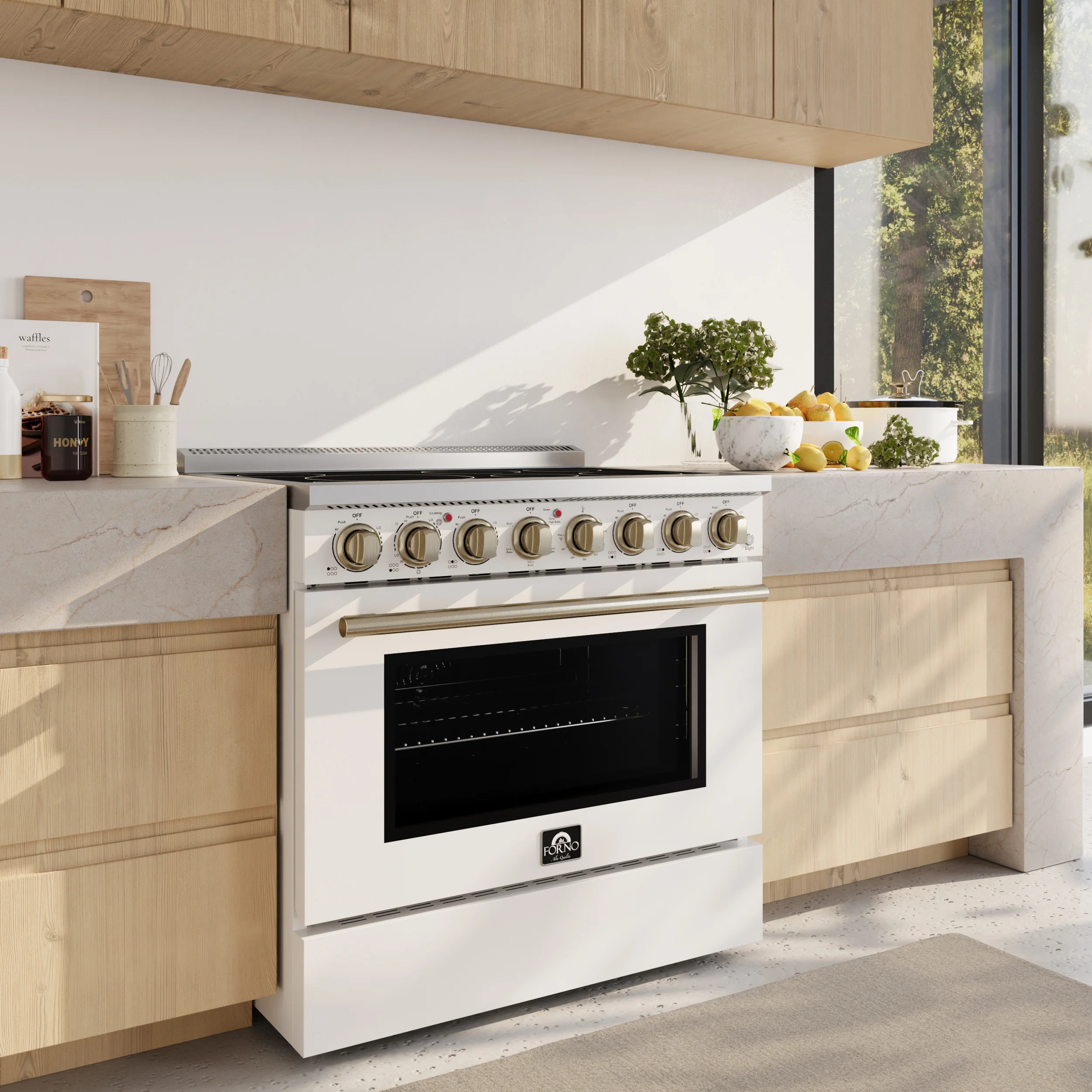 Forno Paolo 36 Inch White Freestanding Electric Range, Stainless Steel, 5.44 cu.ft, True Convection Oven, Energy Efficient - Image 12