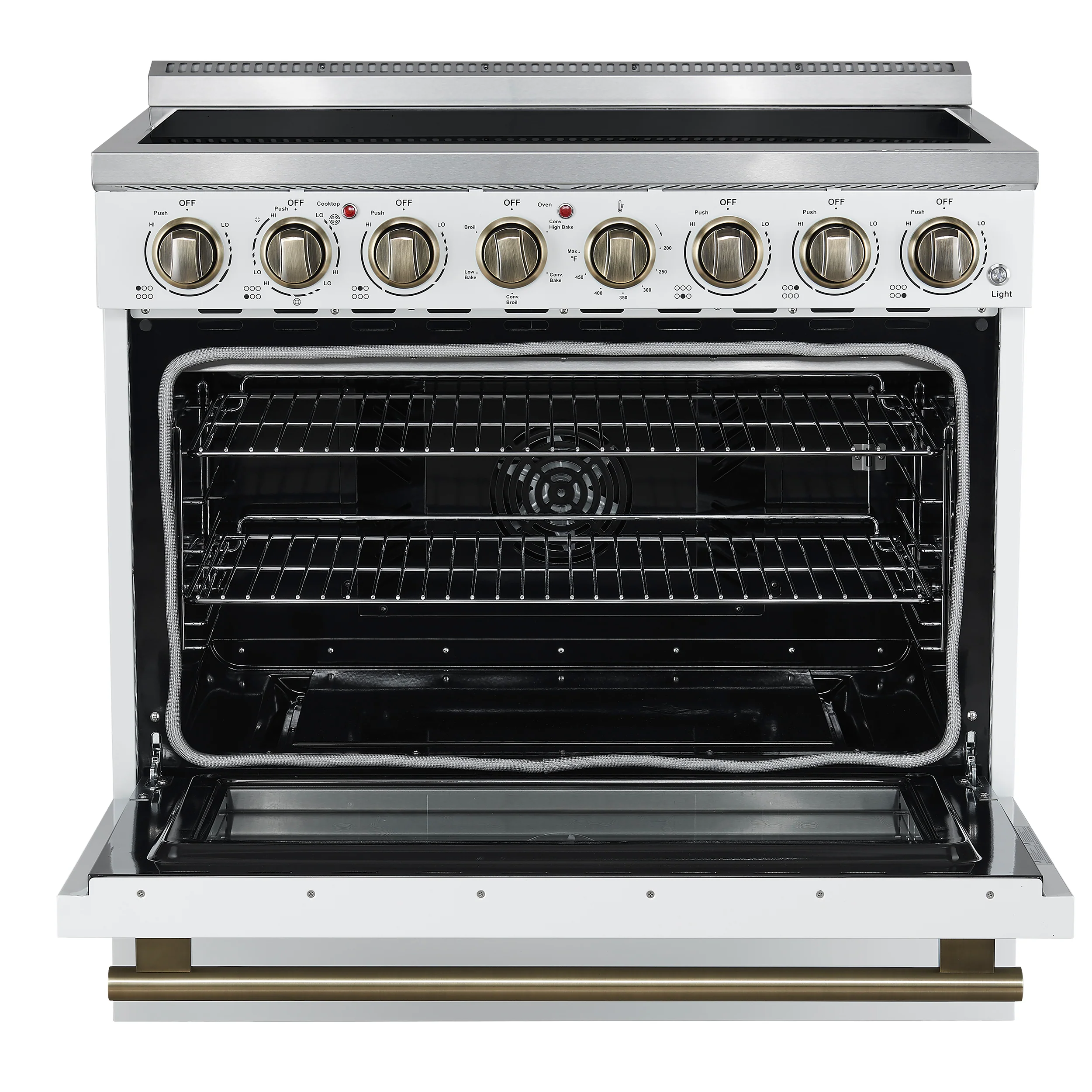 Forno Paolo 36 Inch White Freestanding Electric Range, Stainless Steel, 5.44 cu.ft, True Convection Oven, Energy Efficient - Image 2