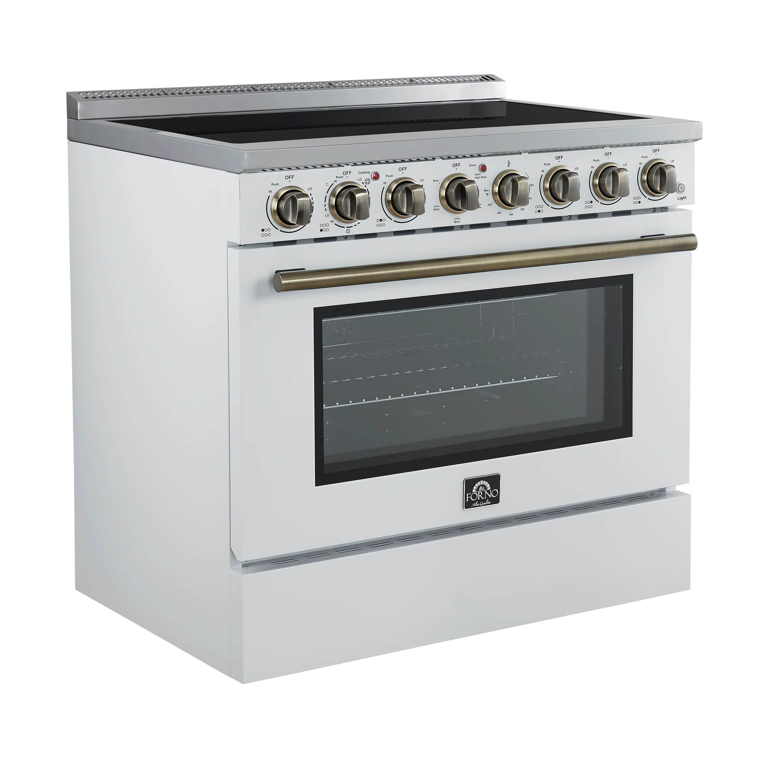 Forno Paolo 36 Inch White Freestanding Electric Range, Stainless Steel, 5.44 cu.ft, True Convection Oven, Energy Efficient - Image 5