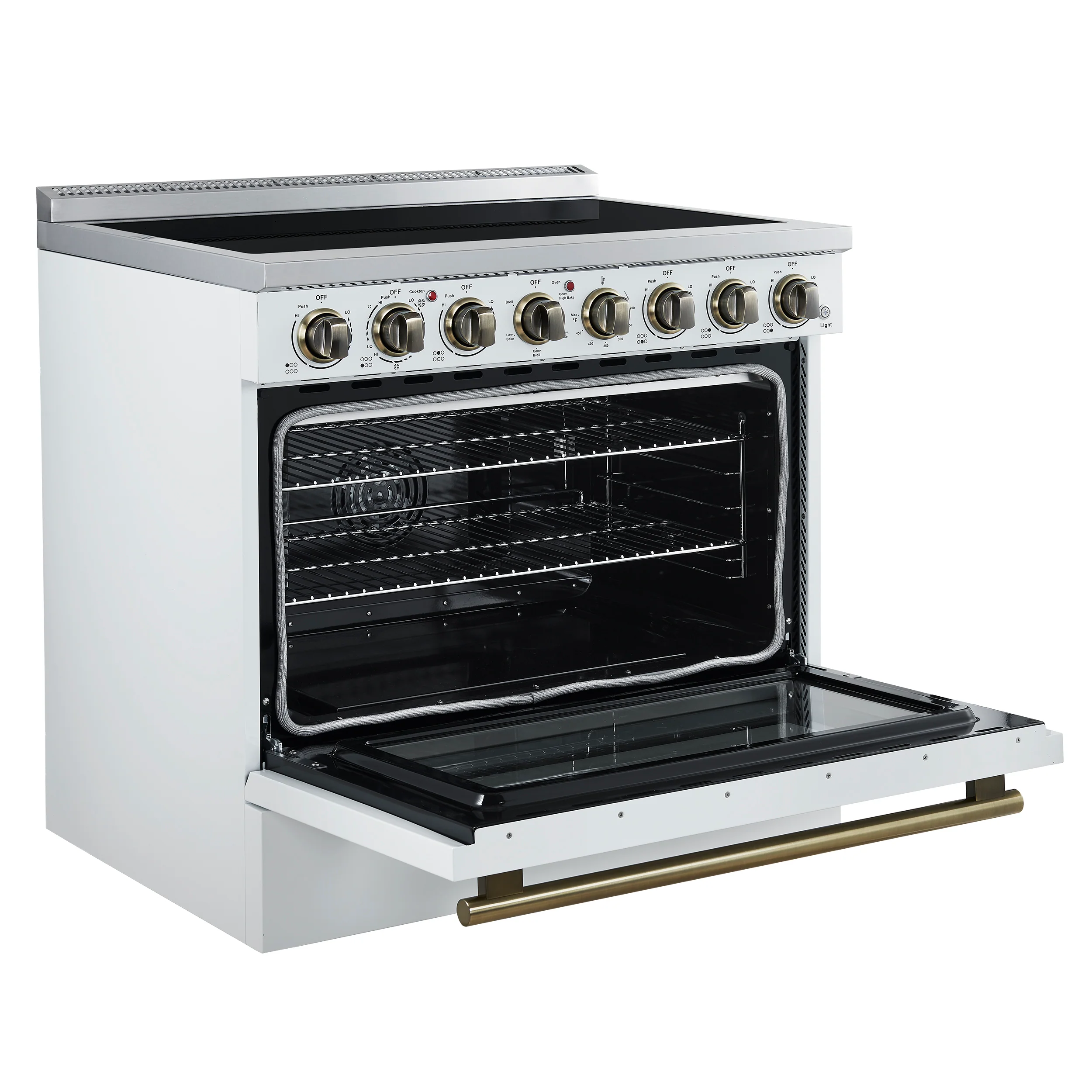 Forno Paolo 36 Inch White Freestanding Electric Range, Stainless Steel, 5.44 cu.ft, True Convection Oven, Energy Efficient - Image 6