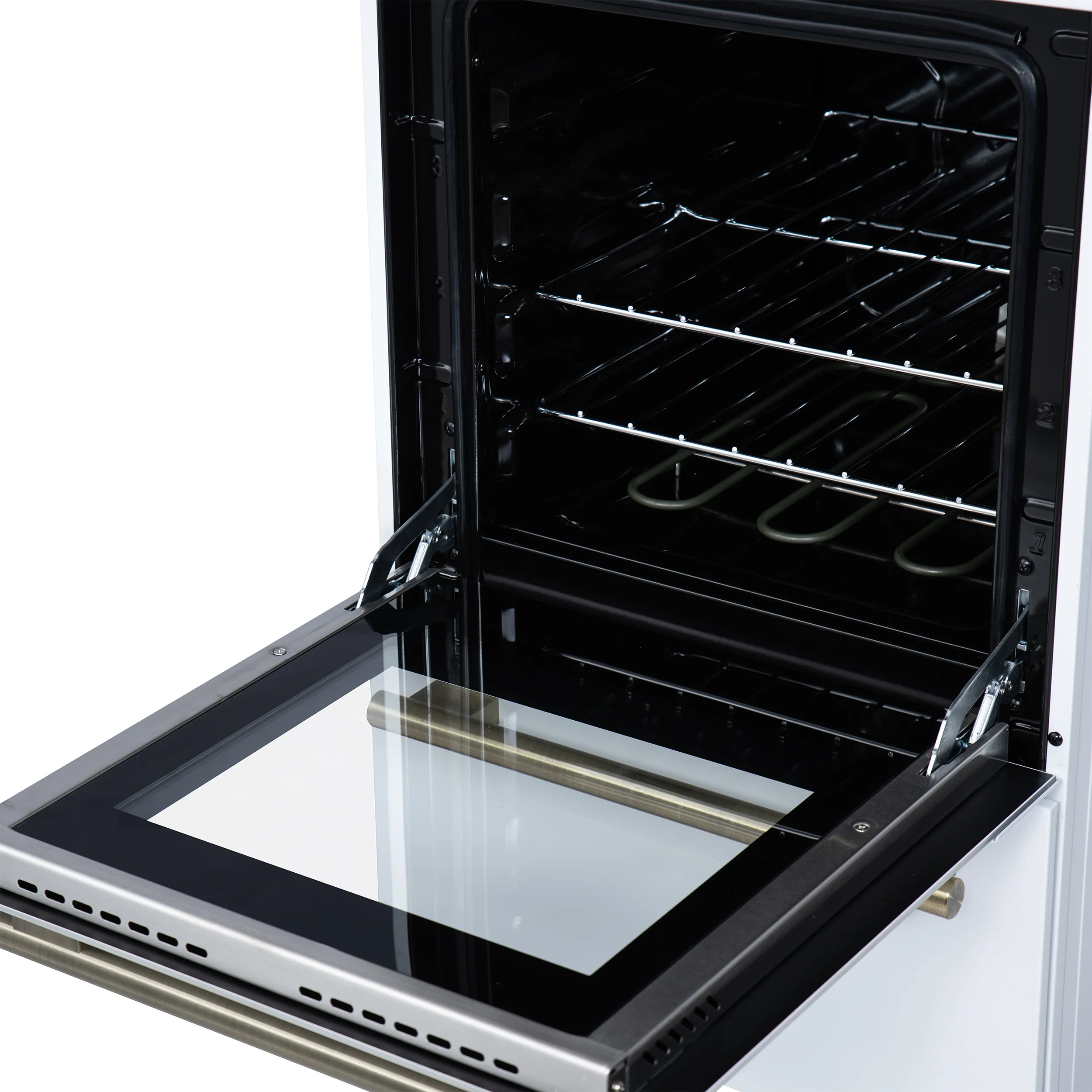 Forno Pallerano 20 Inch Freestanding Electric Range in White with Antique Brass, Compact Design - Image 11