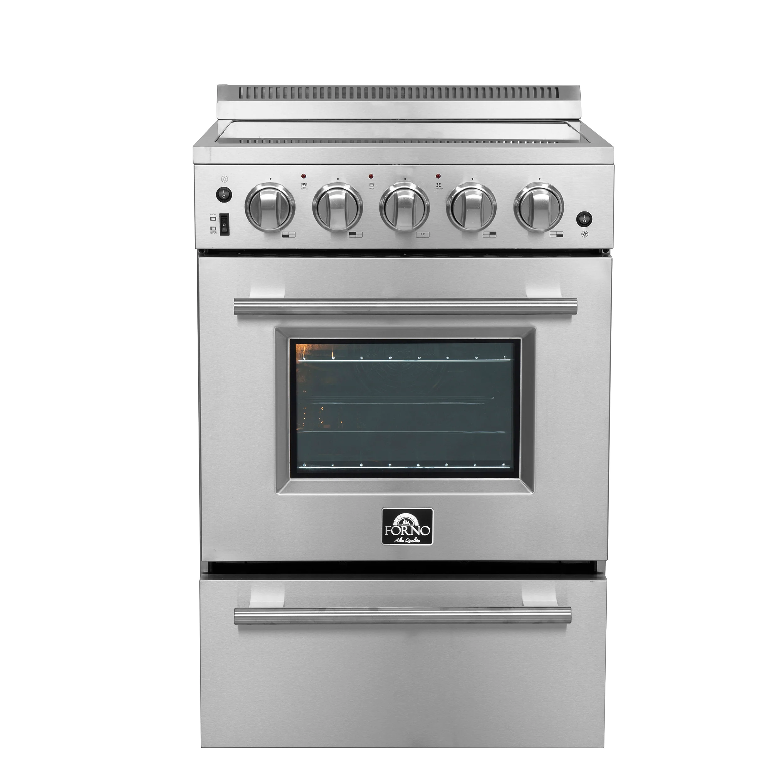 Forno Loiano 24 Inch Freestanding Electric Range Stainless Steel with Storage Drawer