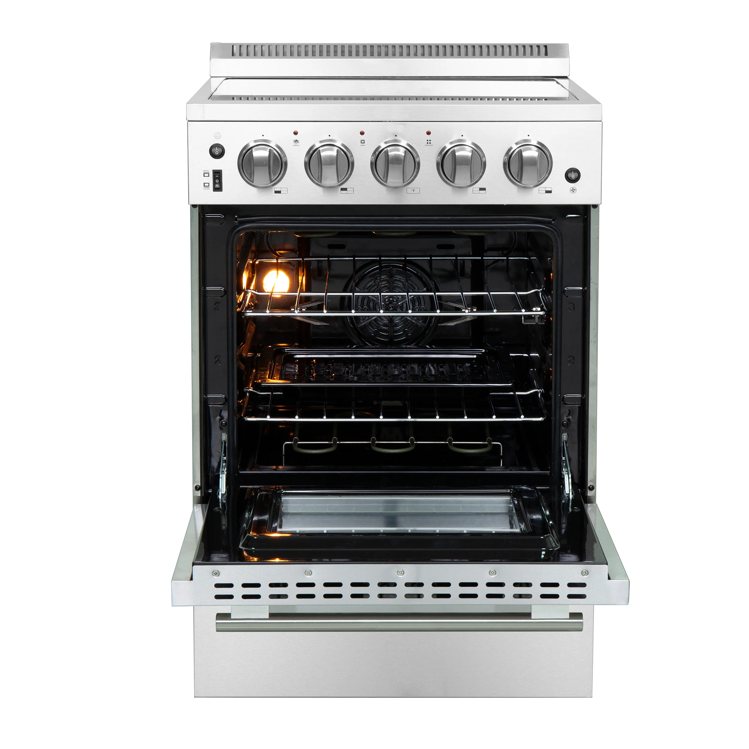 Forno Loiano 24 Inch Freestanding Electric Range Stainless Steel with Storage Drawer - Image 2