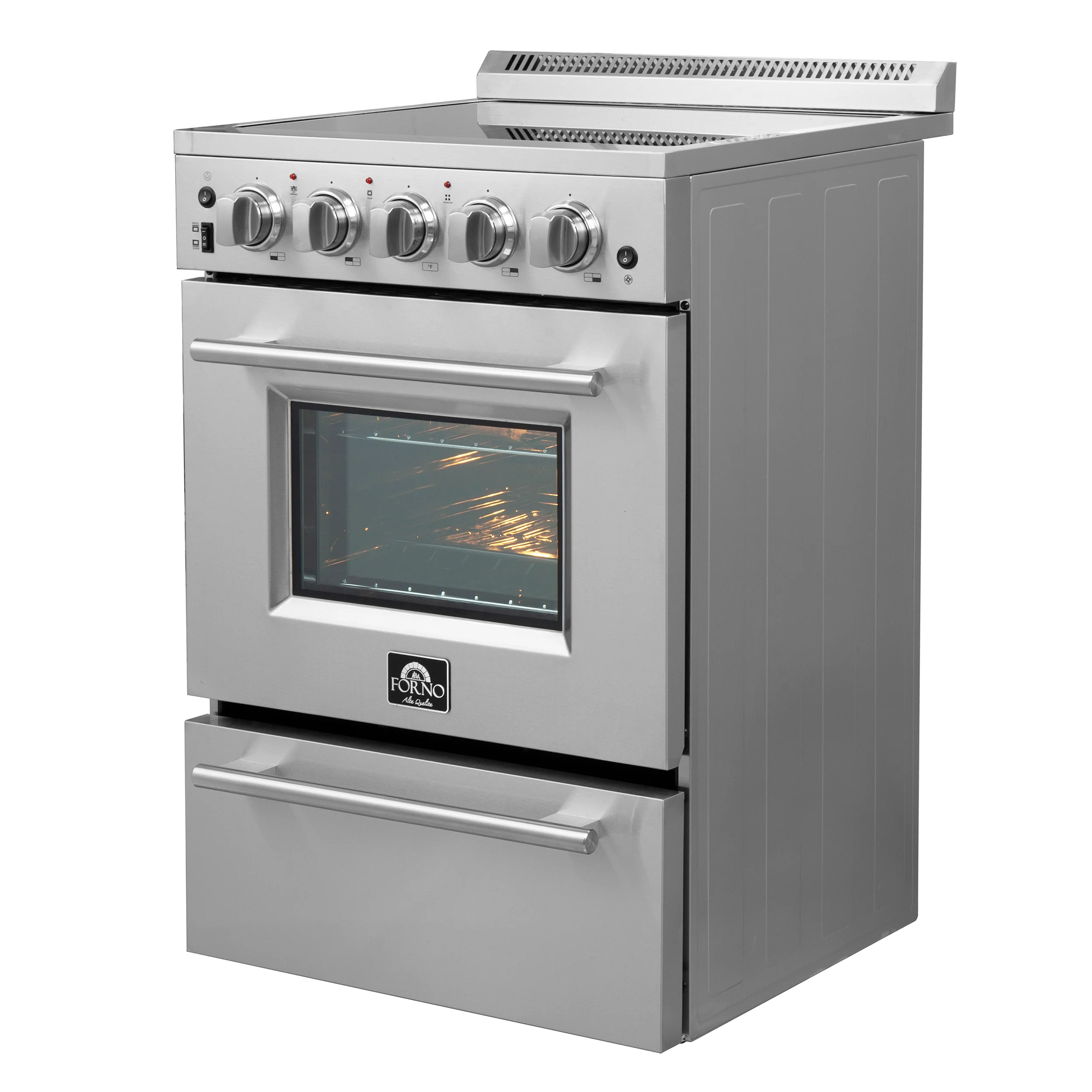 Forno Loiano 24 Inch Freestanding Electric Range Stainless Steel with Storage Drawer - Image 3