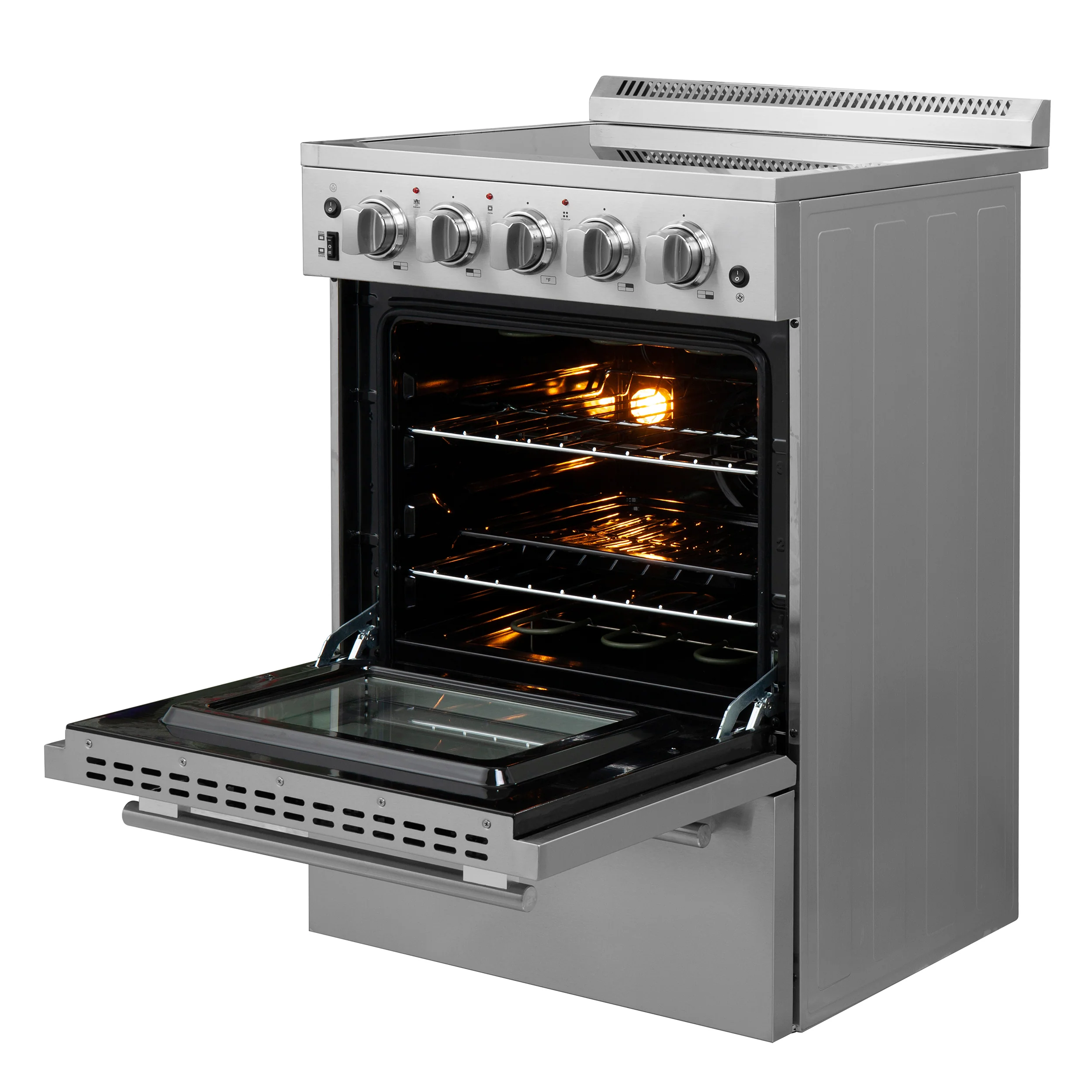 Forno Loiano 24 Inch Freestanding Electric Range Stainless Steel with Storage Drawer - Image 4