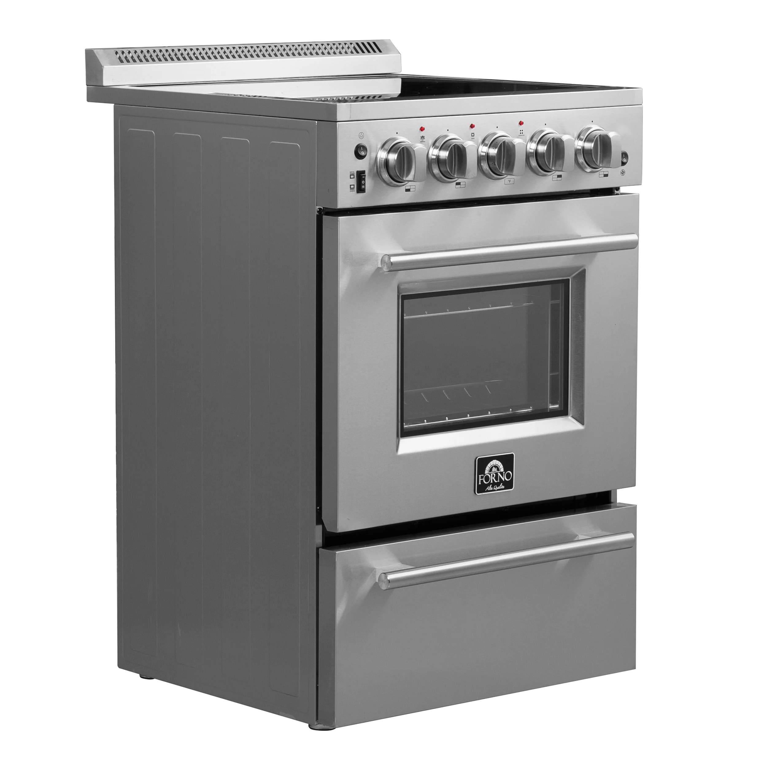 Forno Loiano 24 Inch Freestanding Electric Range Stainless Steel with Storage Drawer - Image 5