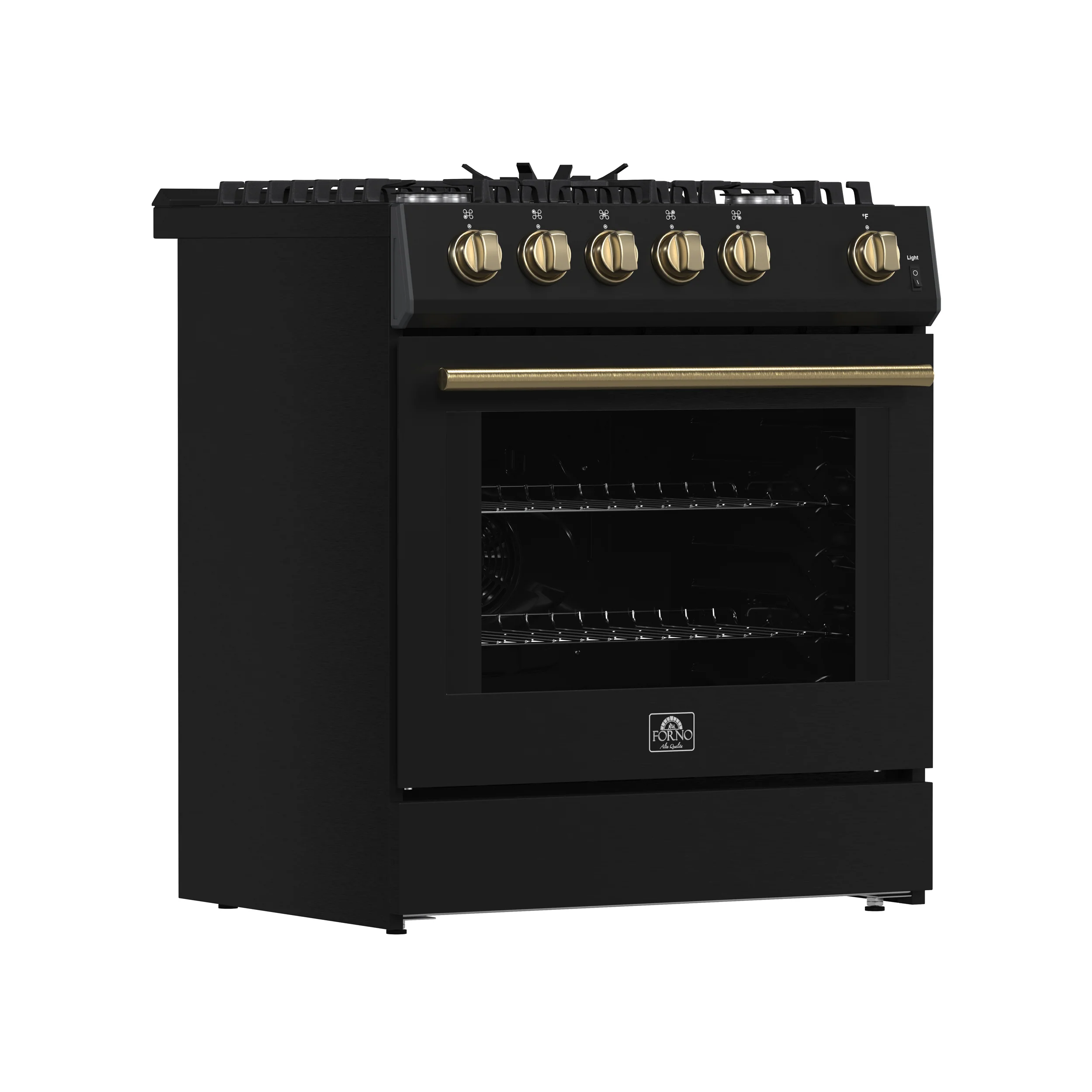 Forno Leonardo Espresso 30-Inch Black Gas Range, 5 Burners, 39,500 BTU, 5 cu.ft Convection Oven - Image 7