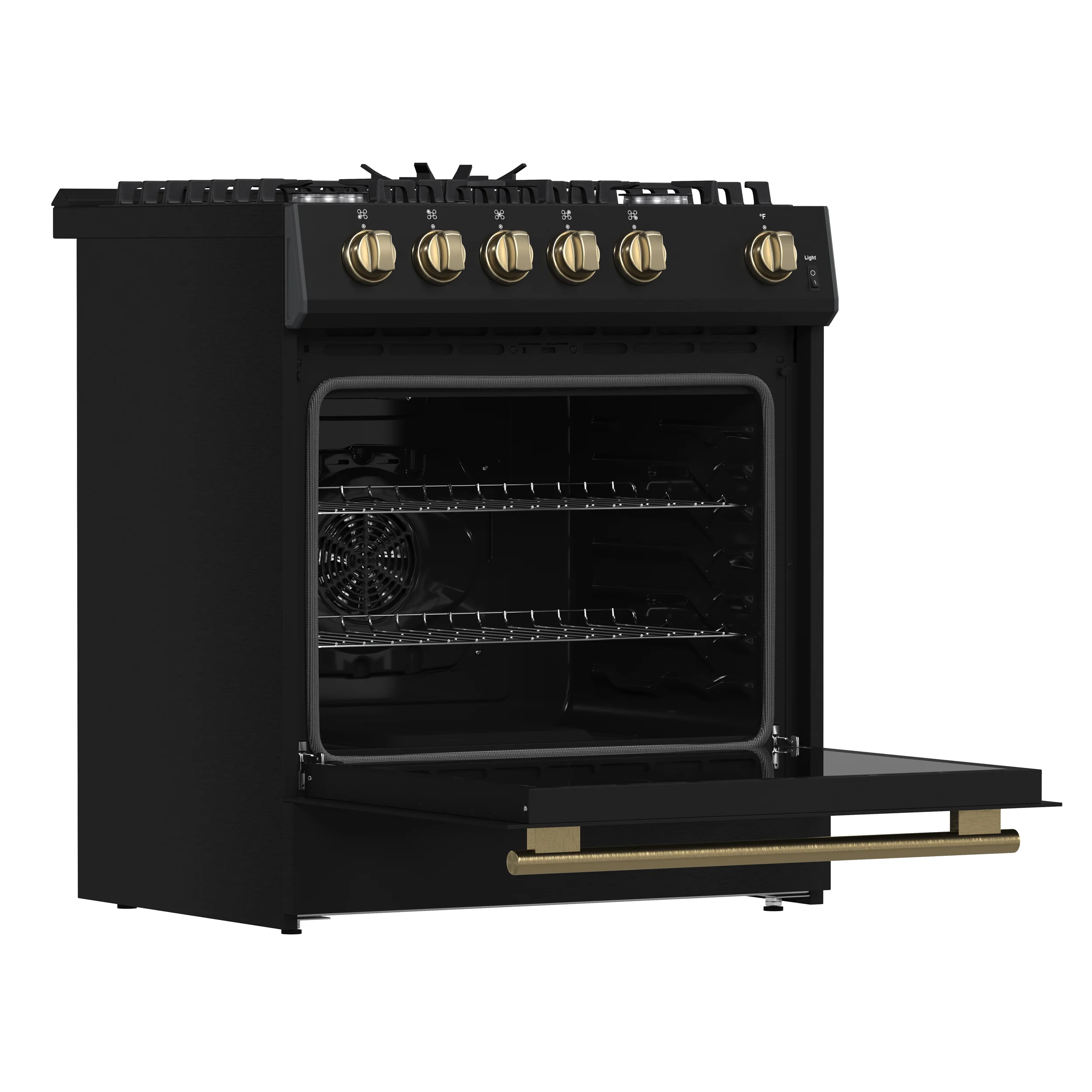 Forno Leonardo Espresso 30-Inch Black Gas Range, 5 Burners, 39,500 BTU, 5 cu.ft Convection Oven - Image 8