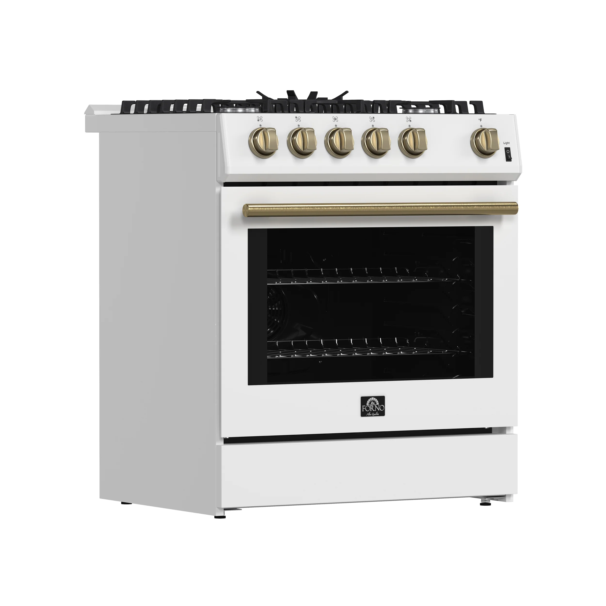 Forno Leonardo Espresso 30-Inch White Gas Range, 5 Burners, 39,500 BTU, 5 cu.ft Convection Oven - Image 3