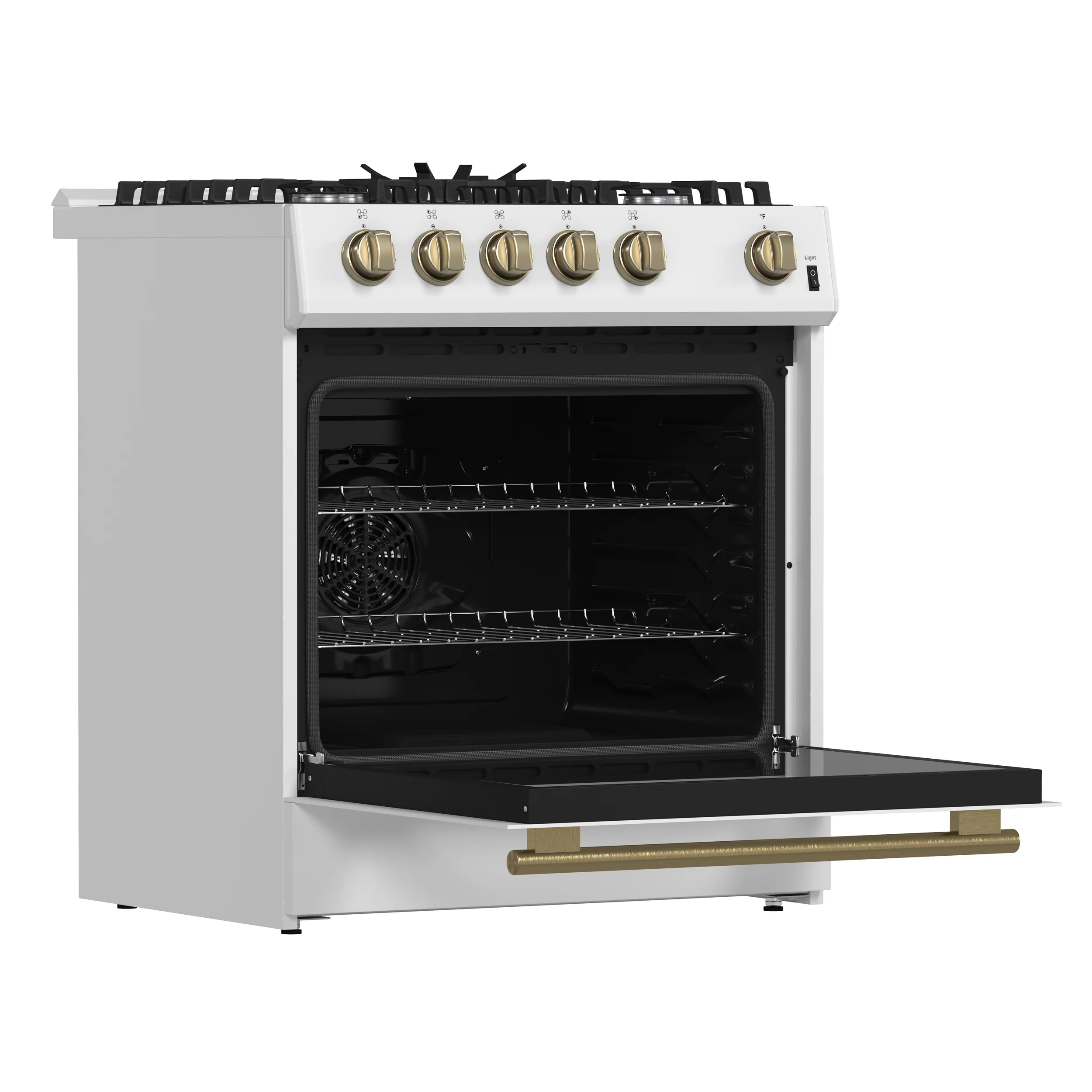 Forno Leonardo Espresso 30-Inch White Gas Range, 5 Burners, 39,500 BTU, 5 cu.ft Convection Oven - Image 4