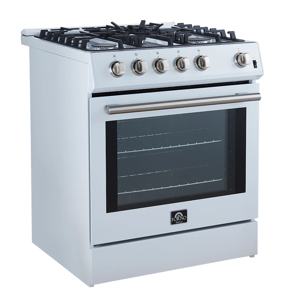 Forno Leonardo Espresso 30-Inch White Gas Range, 5 Burners, 39,500 BTU, 5 cu.ft Convection Oven - Image 7