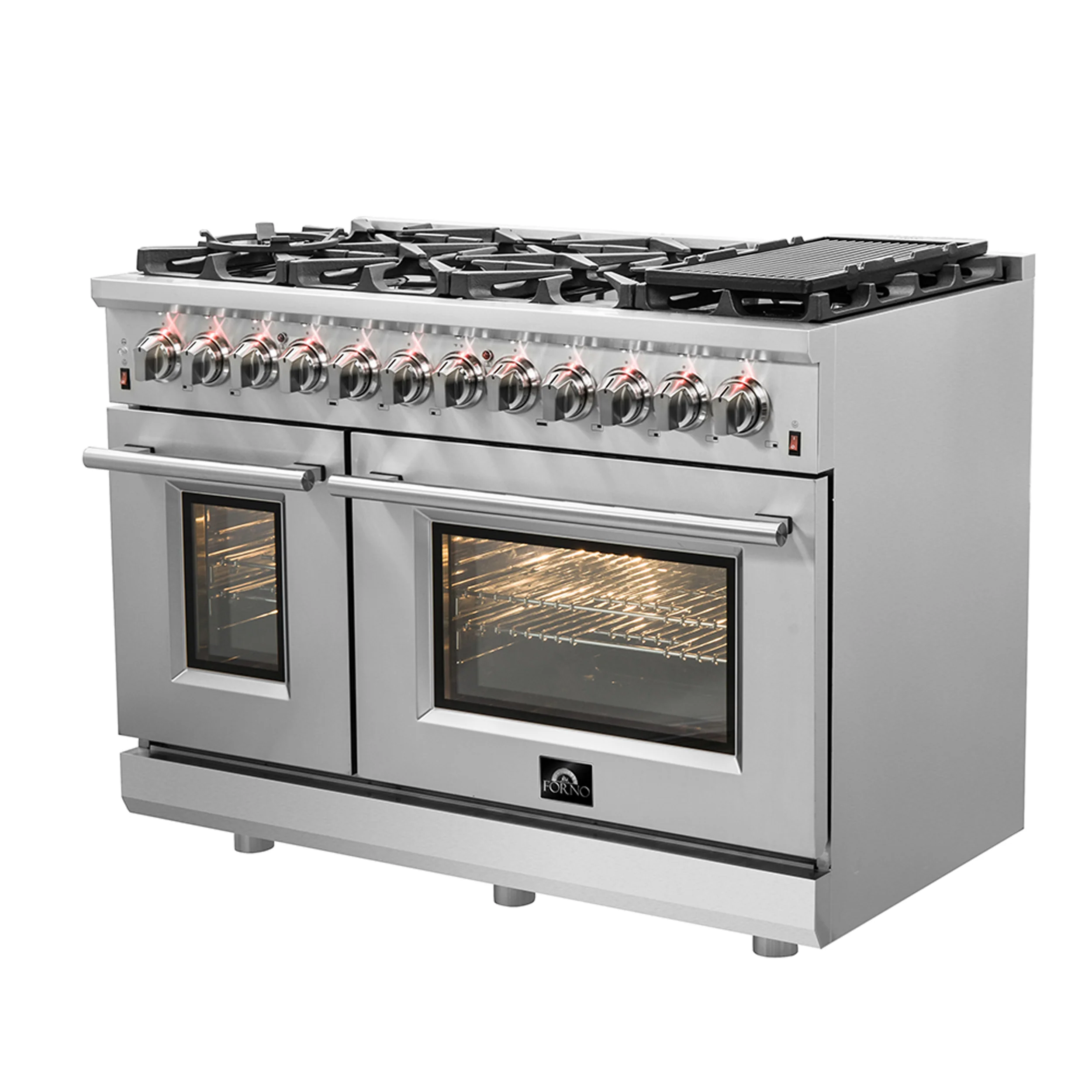 Forno Massimo 48-Inch Freestanding Dual Fuel Range, 8 Burners, Double Convection Ovens - Image 2