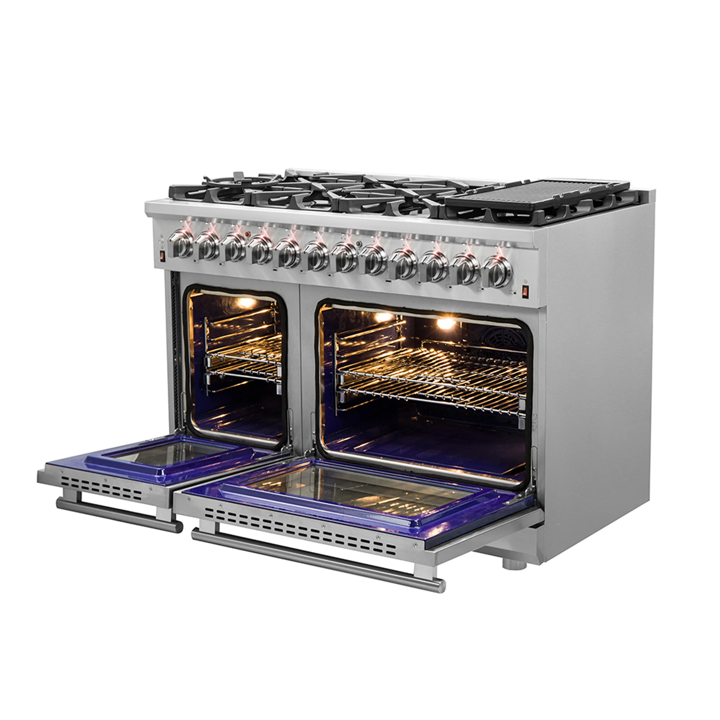 Forno Massimo 48-Inch Freestanding Dual Fuel Range, 8 Burners, Double Convection Ovens - Image 3