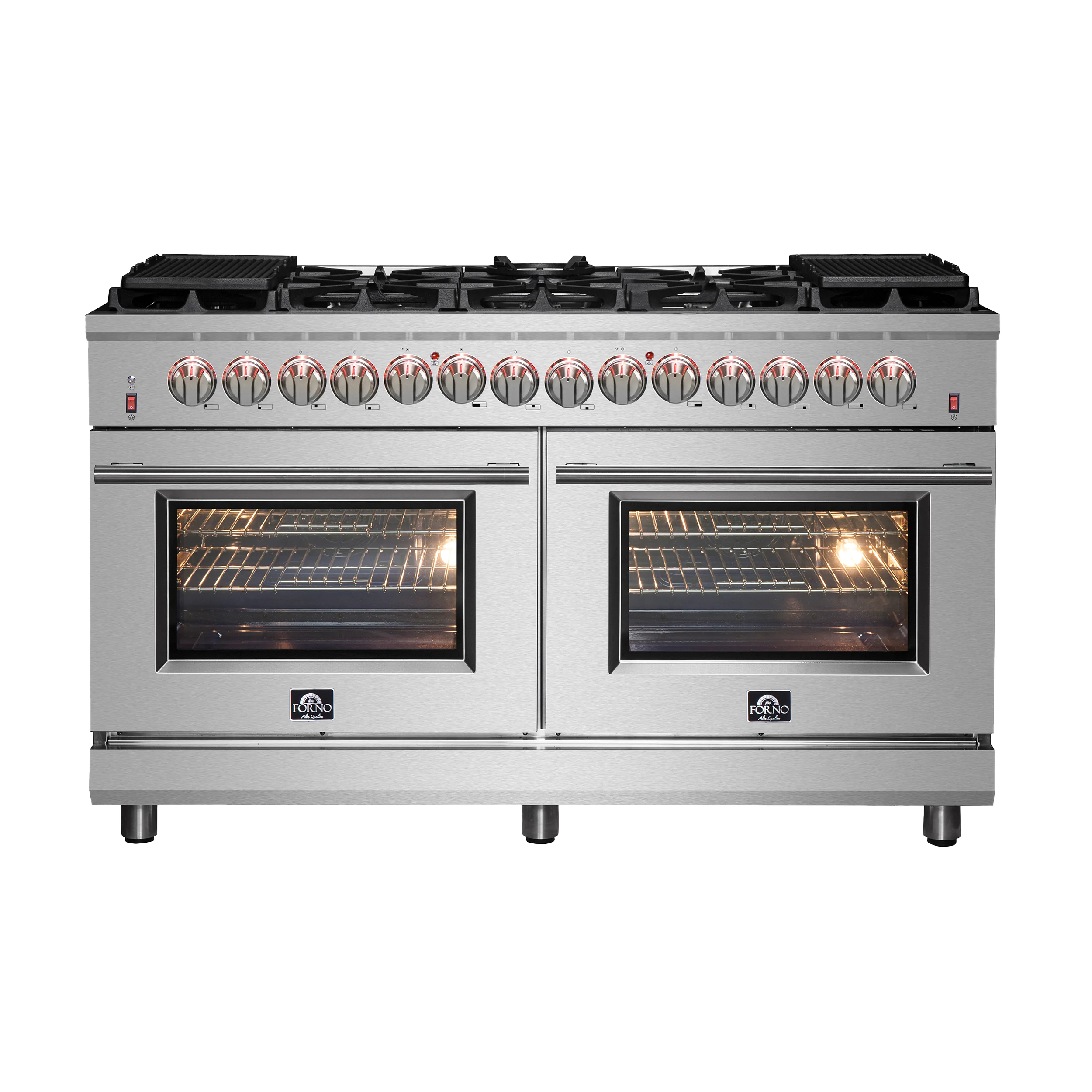 Forno Massimo 60-Inch Freestanding Dual Fuel Range, 10 Burners, Double Convection Ovens - Image 2