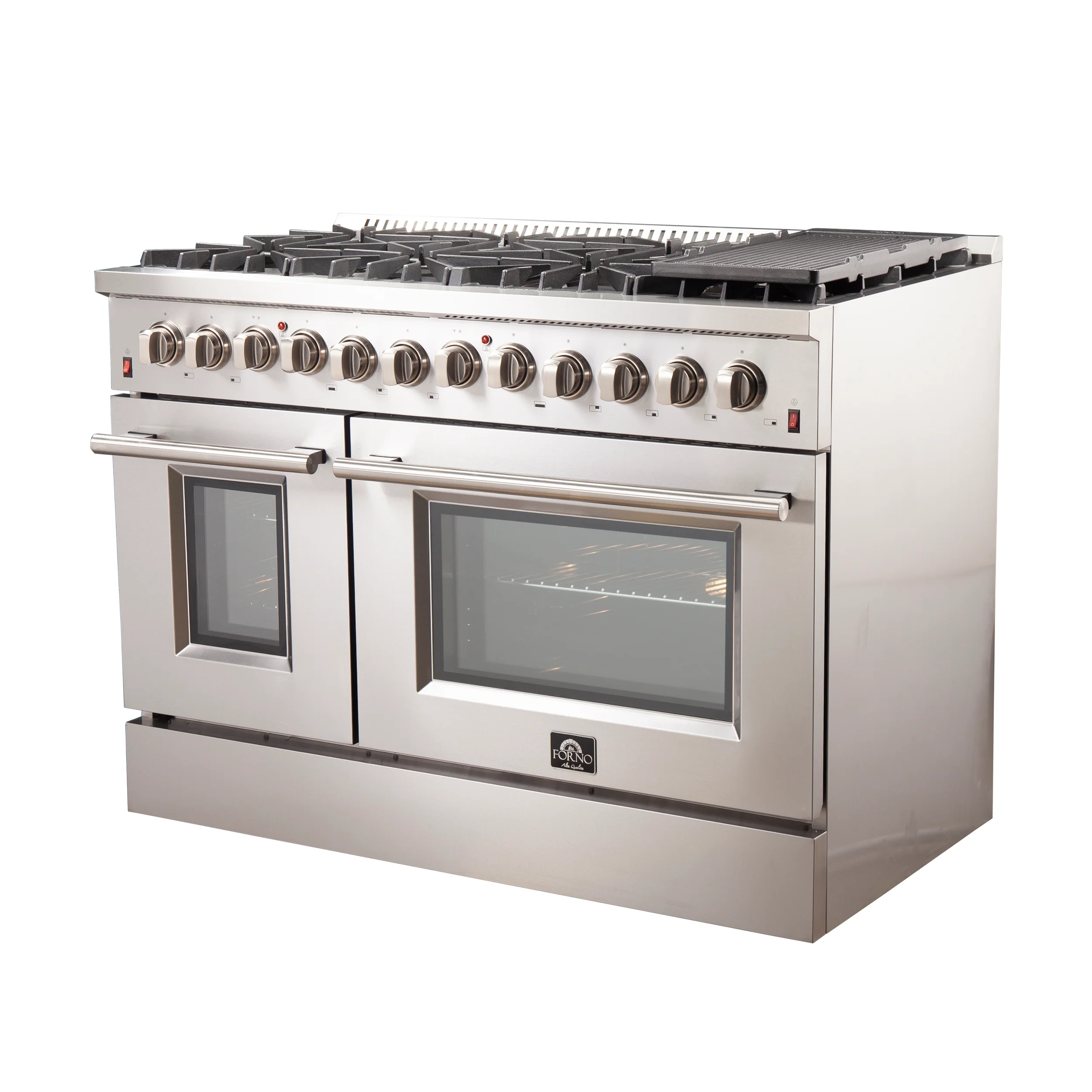 Forno Galiano 48-Inch Freestanding Dual Fuel Range, 8 Burners, Double Convection Ovens - Image 2