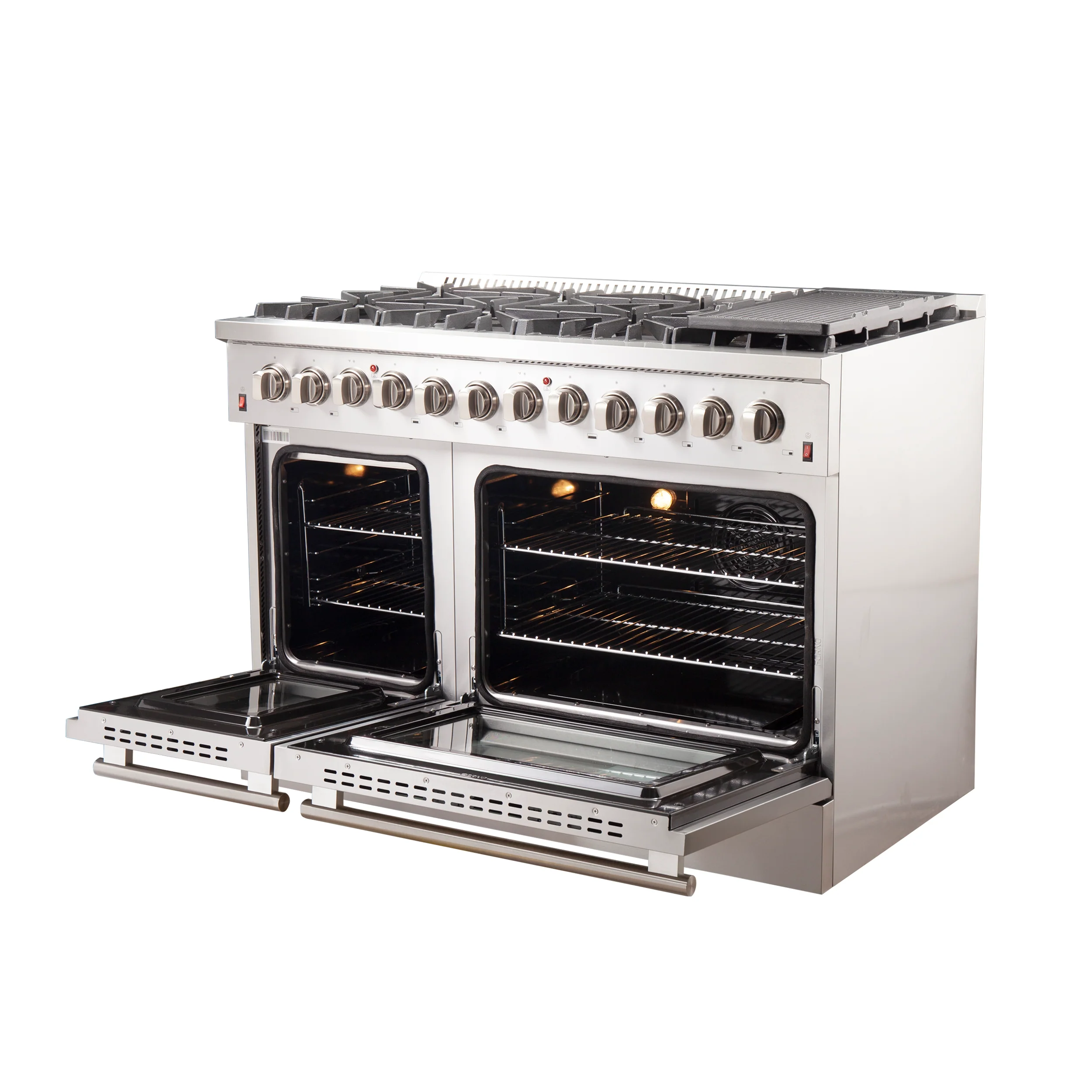Forno Galiano 48-Inch Freestanding Dual Fuel Range, 8 Burners, Double Convection Ovens - Image 4