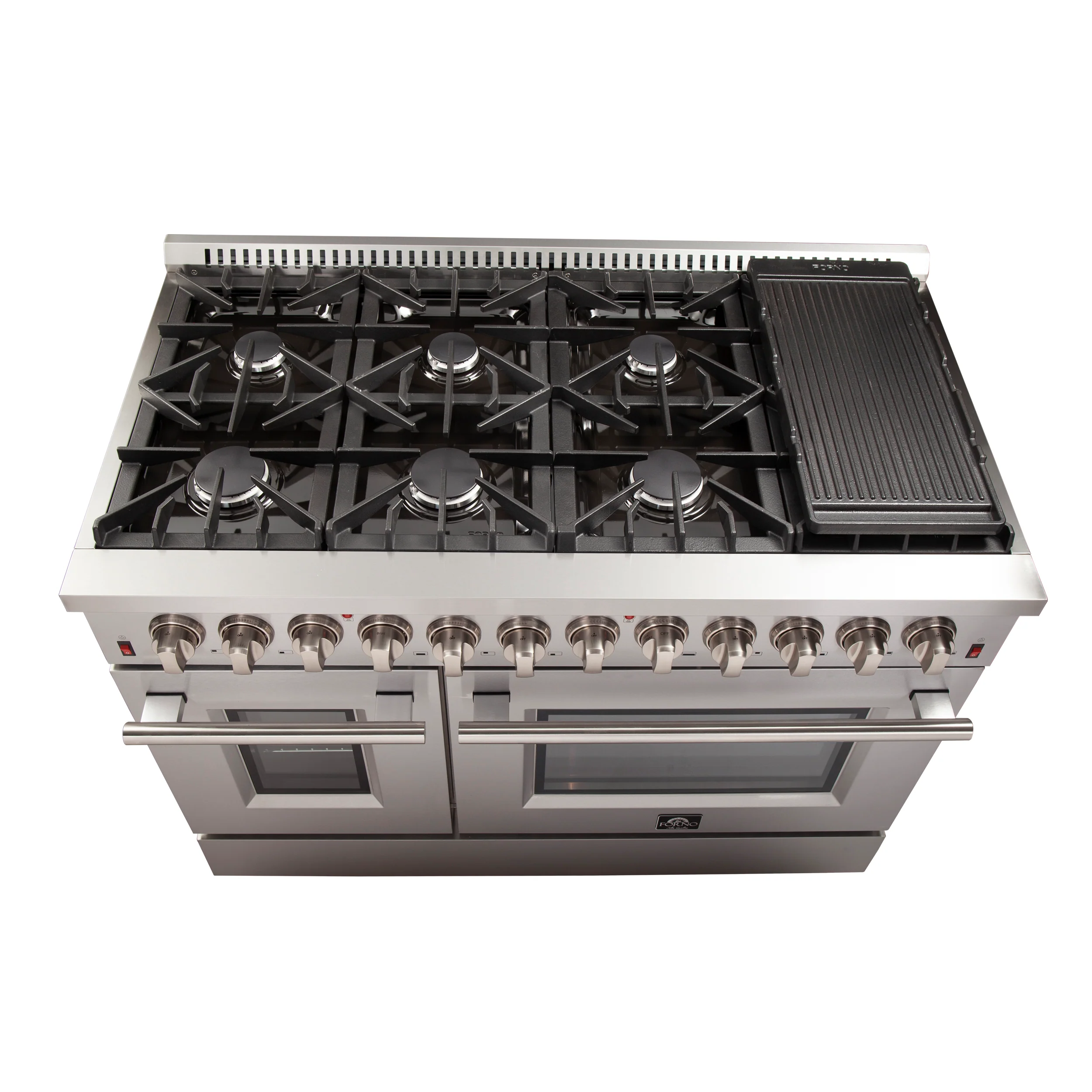 Forno Galiano 48-Inch Freestanding Dual Fuel Range, 8 Burners, Double Convection Ovens - Image 5