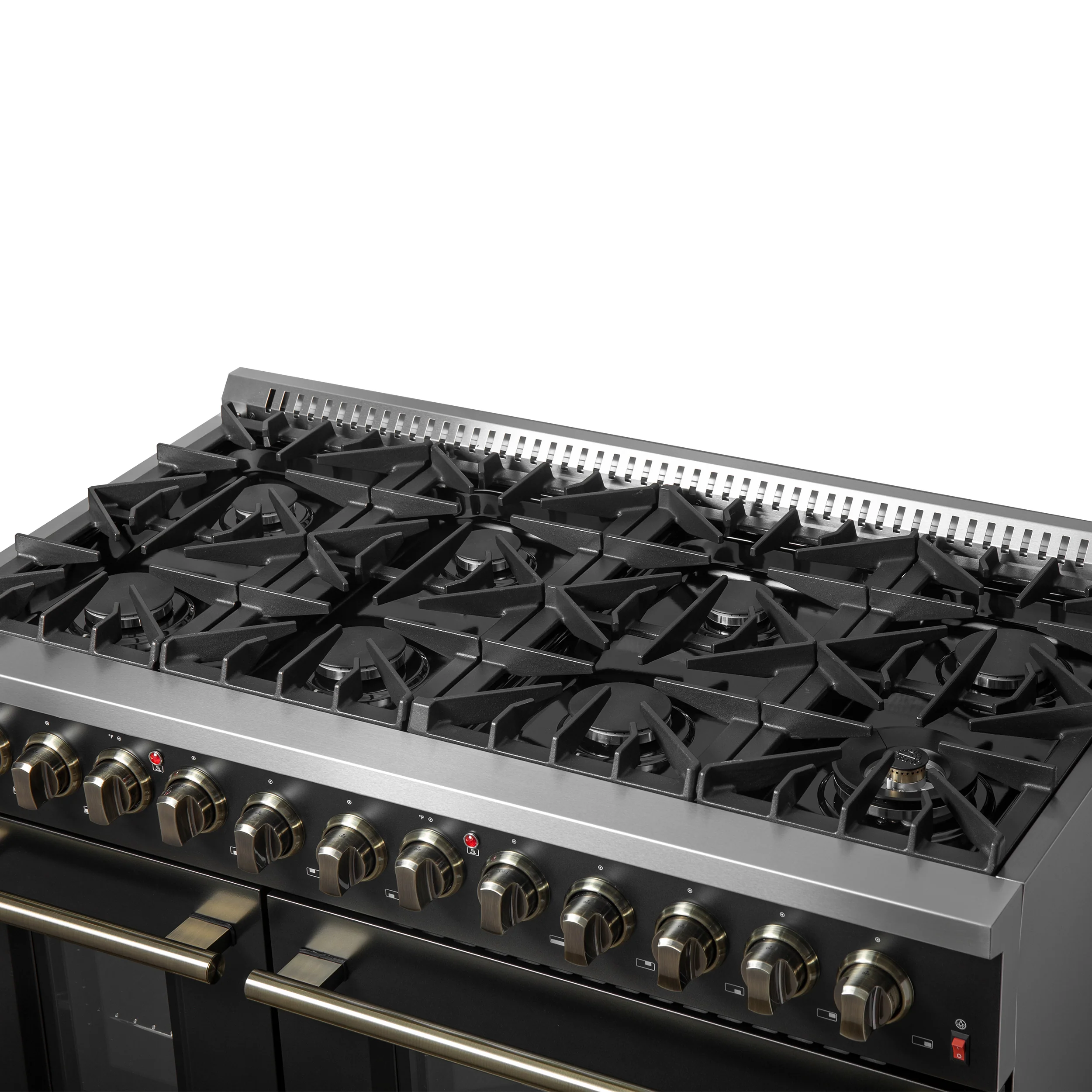 Galiano 48-inch Dual Fuel Range Black & Antique Brass Design with 8 Sealed Burners 107,000 BTU, 6.58 cu. ft. double ovens & Griddle - Image 14