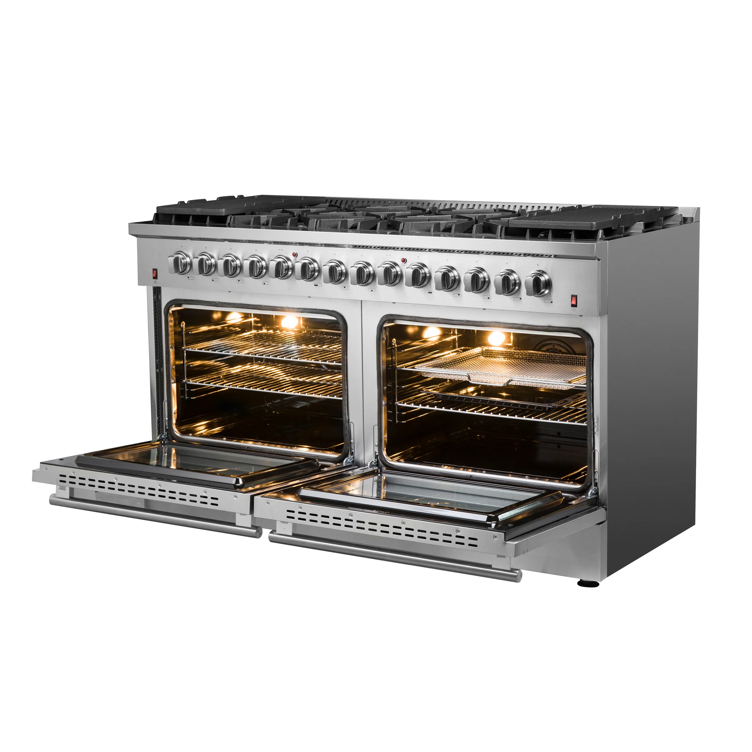 Forno Galiano 60-Inch Freestanding Dual Fuel Range, 10 Burners, Double Convection Ovens - Image 4