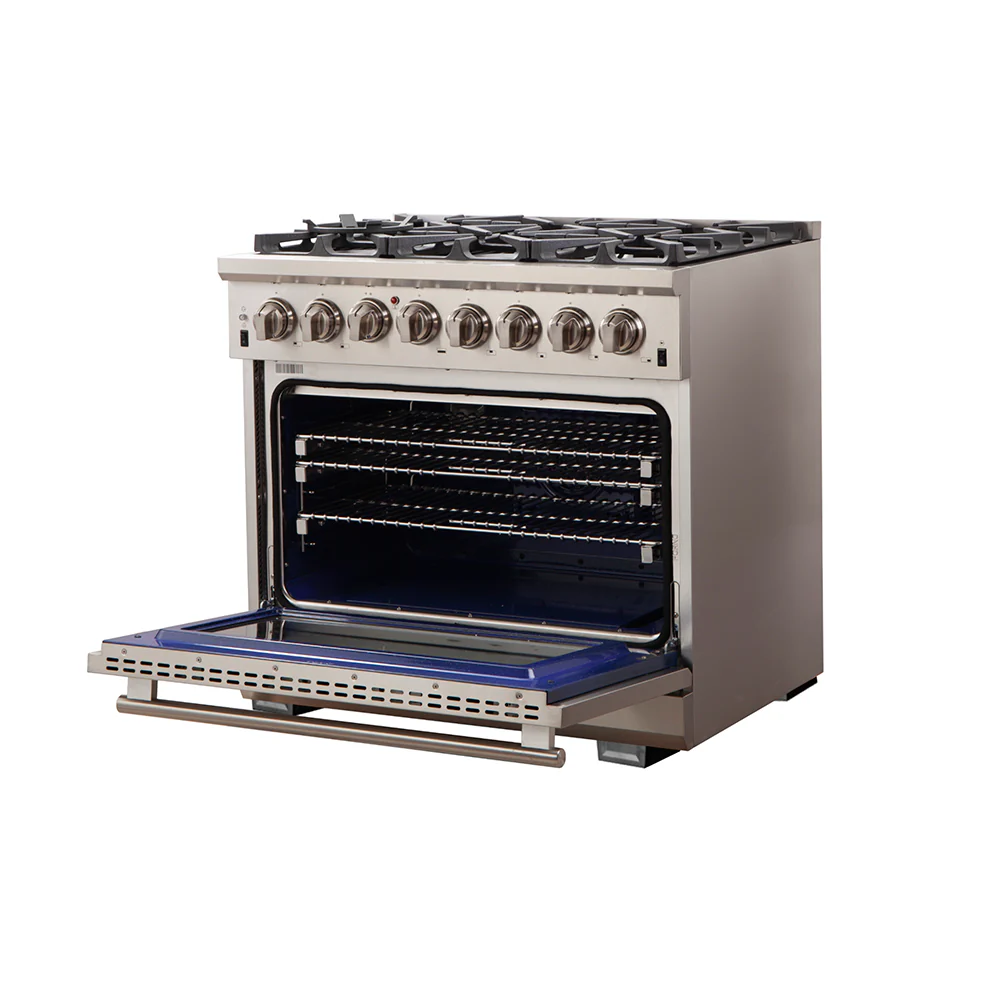 Forno Capriasca 36-Inch Freestanding Dual Fuel Range, 6 Burners, True Convection Oven - Image 2