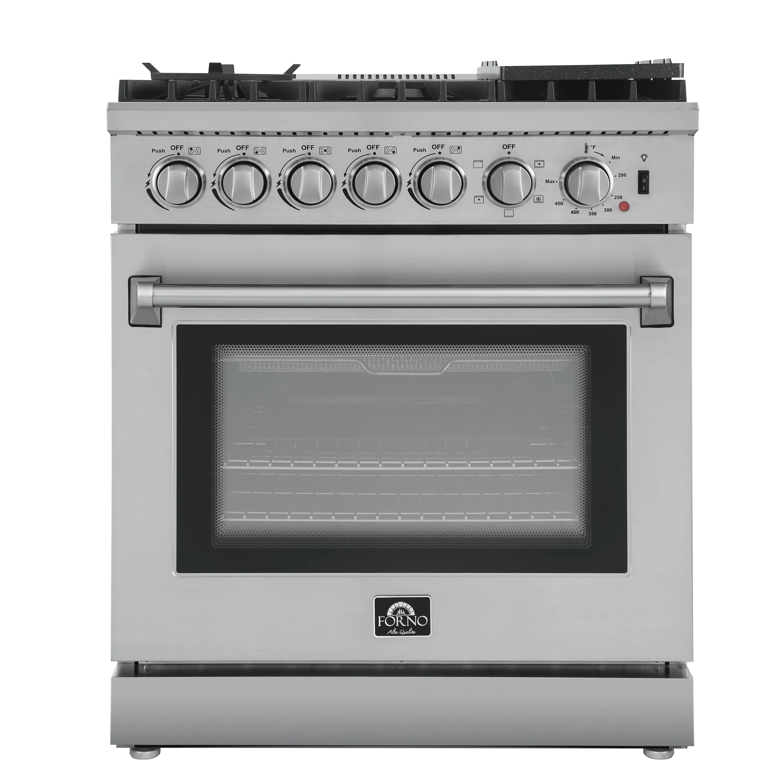 Forno Lazio 30-Inch Freestanding Dual Fuel Range, 5 Burners, True Convection Oven