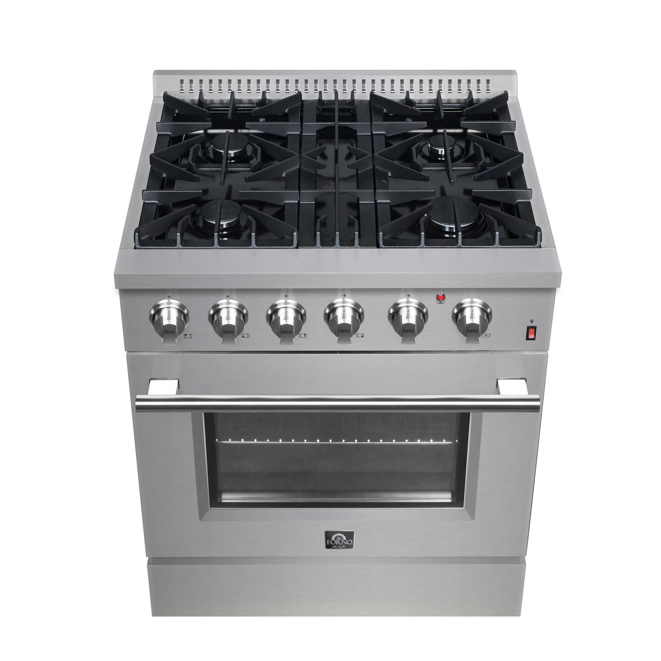 Forno Marco 30-Inch Dual Fuel Range, Stainless Steel, 4 Burners, 37,000 BTU, True Convection Oven, Energy Efficient - Image 2