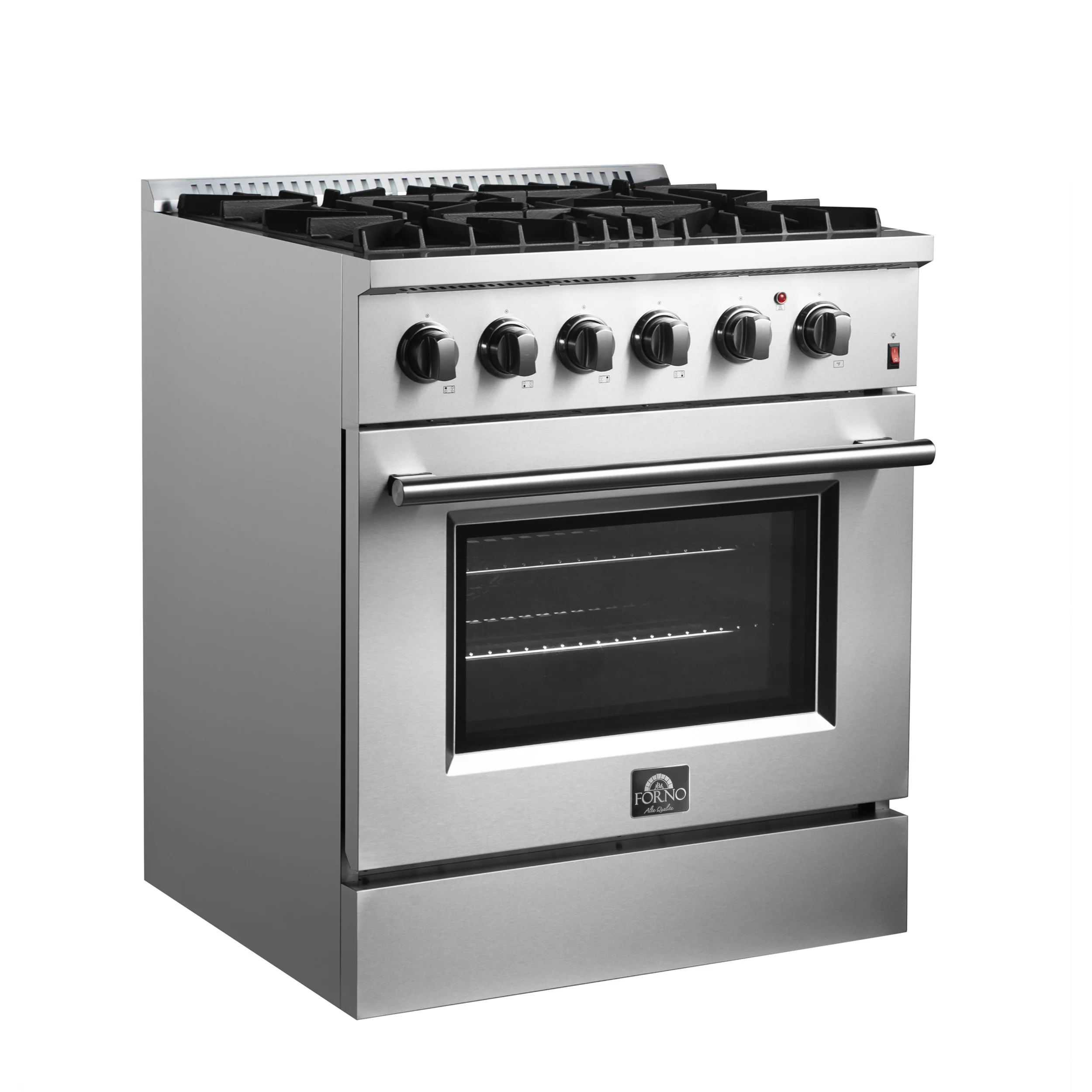 Forno Marco 30-Inch Dual Fuel Range, Stainless Steel, 4 Burners, 37,000 BTU, True Convection Oven, Energy Efficient - Image 4