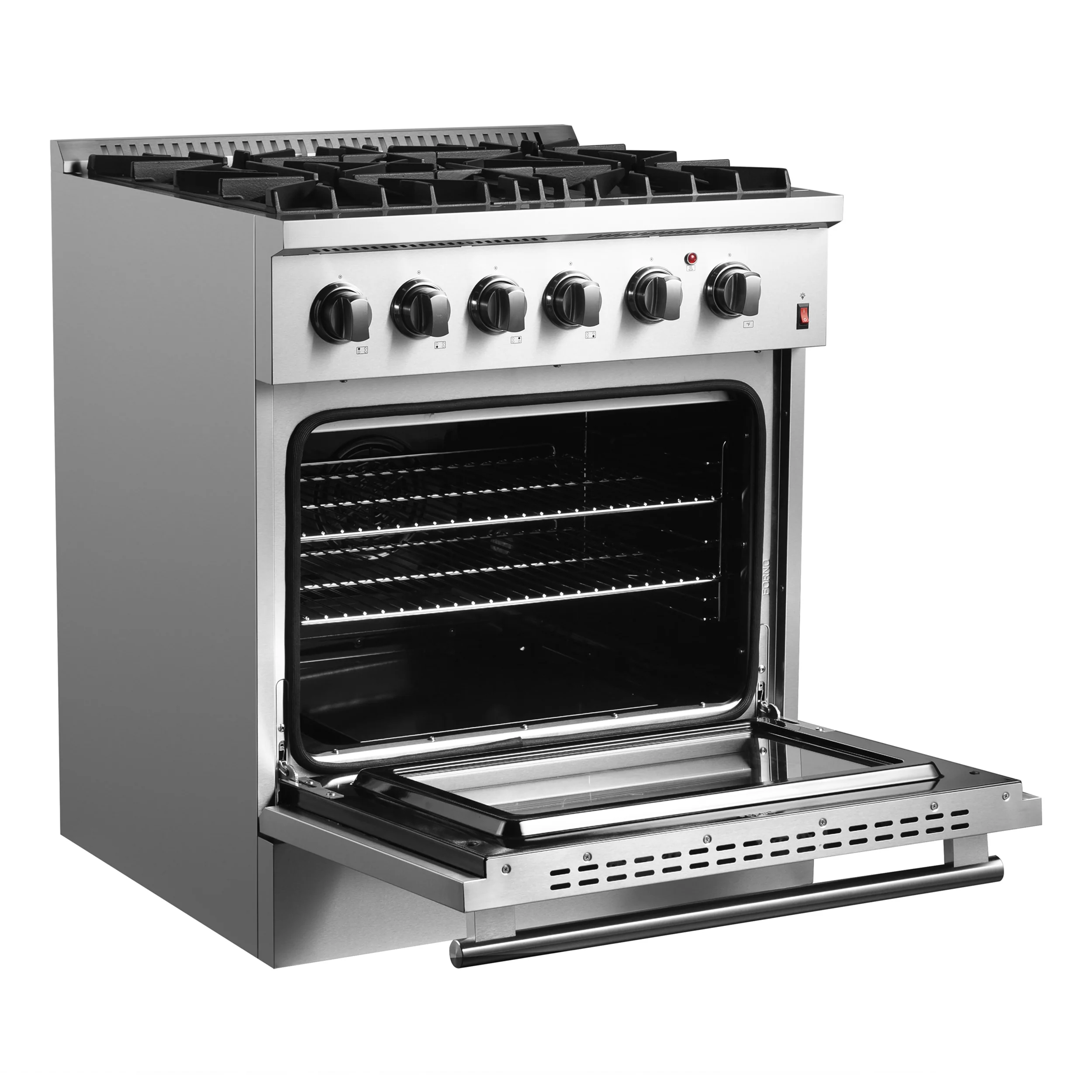 Forno Marco 30-Inch Dual Fuel Range, Stainless Steel, 4 Burners, 37,000 BTU, True Convection Oven, Energy Efficient - Image 7