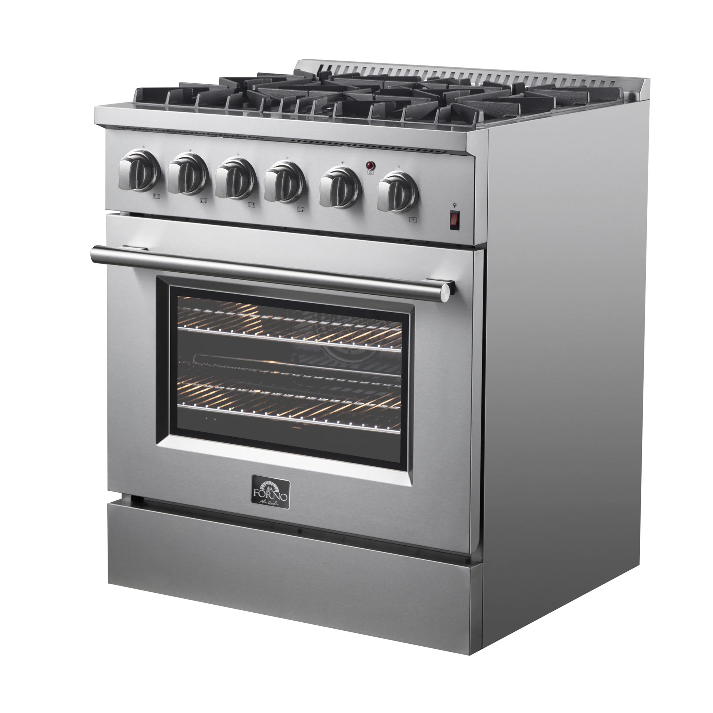 Forno Marco 30-Inch Dual Fuel Range, Stainless Steel, 4 Burners, 37,000 BTU, True Convection Oven, Energy Efficient - Image 8