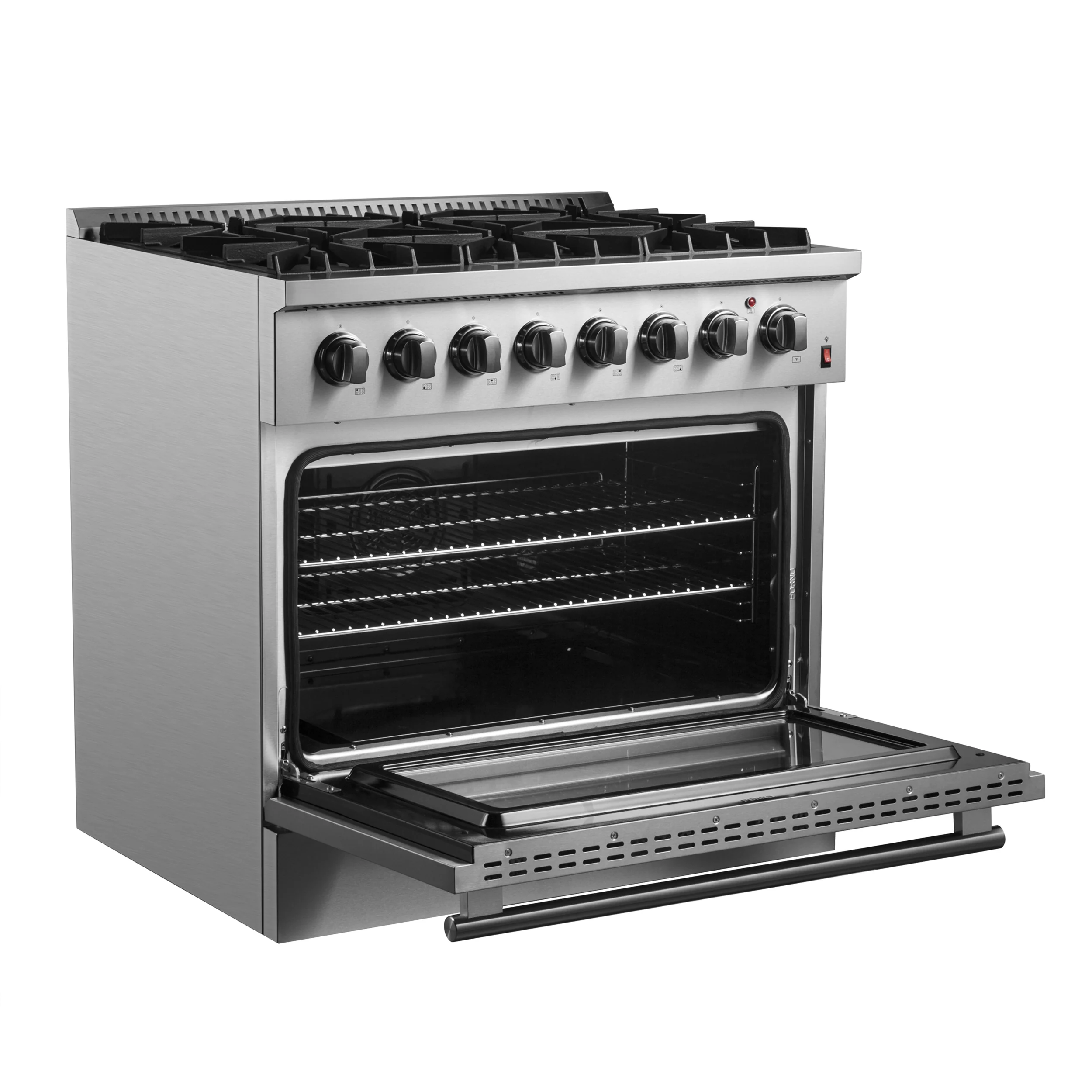 Forno Marco 36-Inch Dual Fuel Range, Stainless Steel, 6 Burners, 67,000 BTU, True Convection Oven, Energy Efficient - Image 10