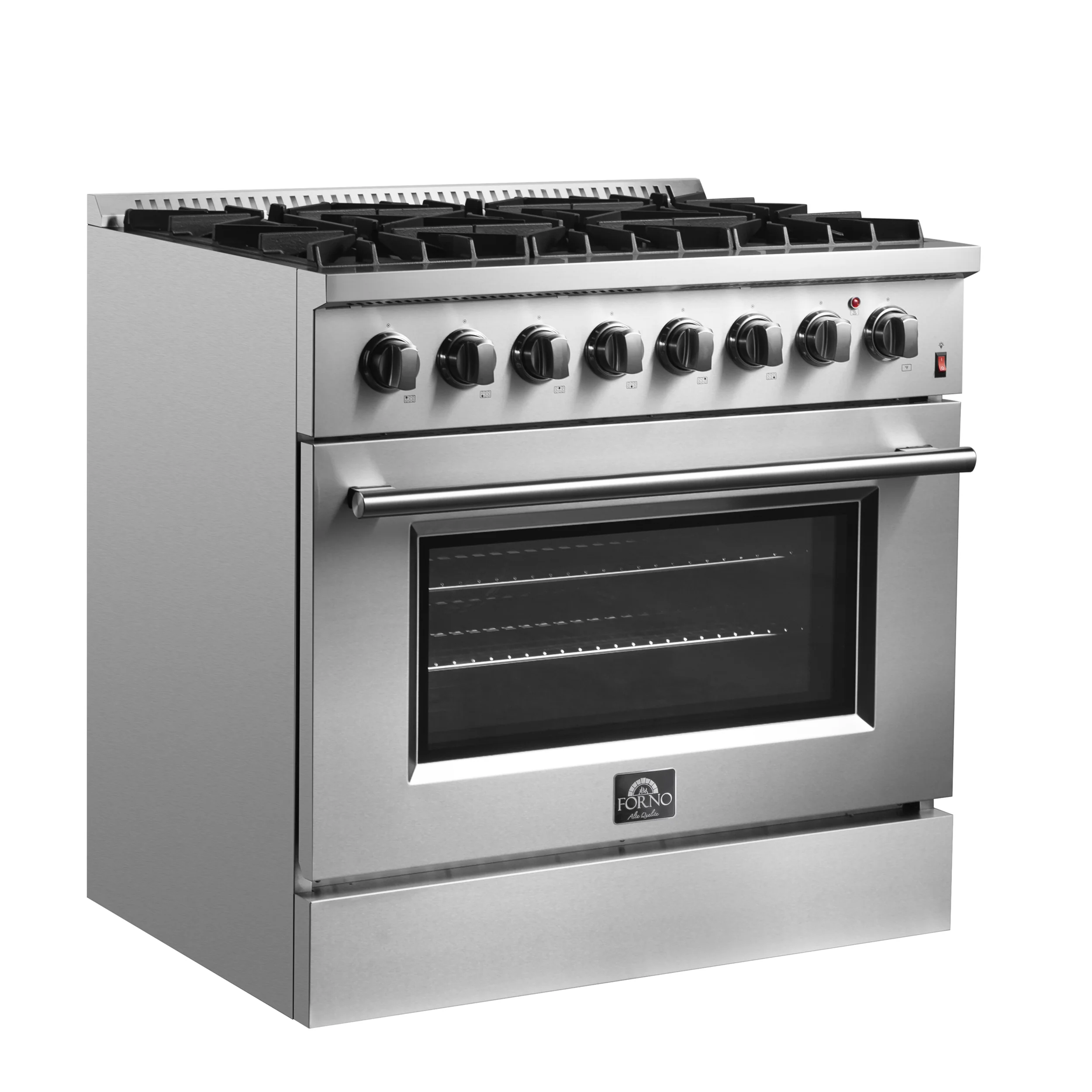 Forno Marco 36-Inch Dual Fuel Range, Stainless Steel, 6 Burners, 67,000 BTU, True Convection Oven, Energy Efficient - Image 2