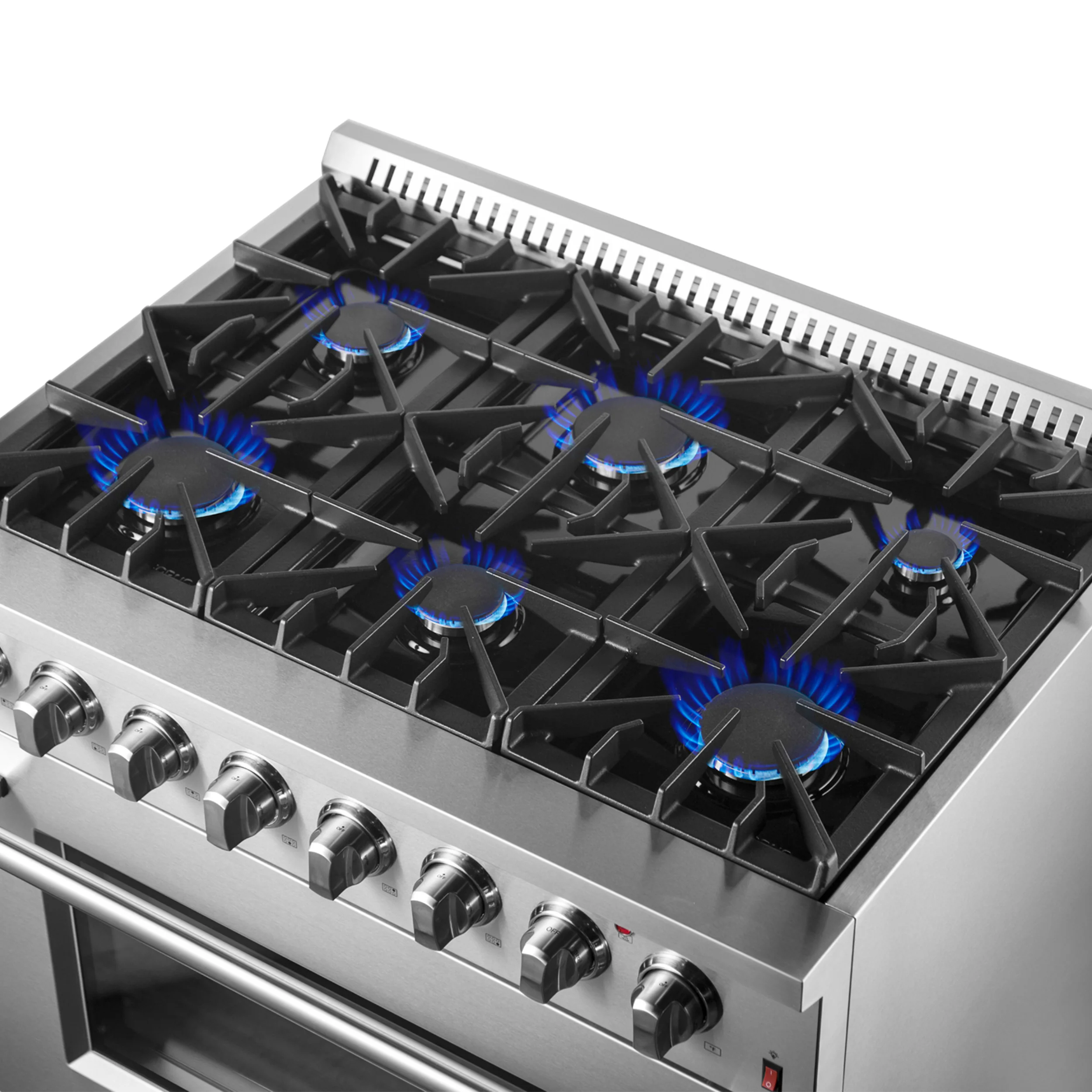 Forno Marco 36-Inch Dual Fuel Range, Stainless Steel, 6 Burners, 67,000 BTU, True Convection Oven, Energy Efficient - Image 5