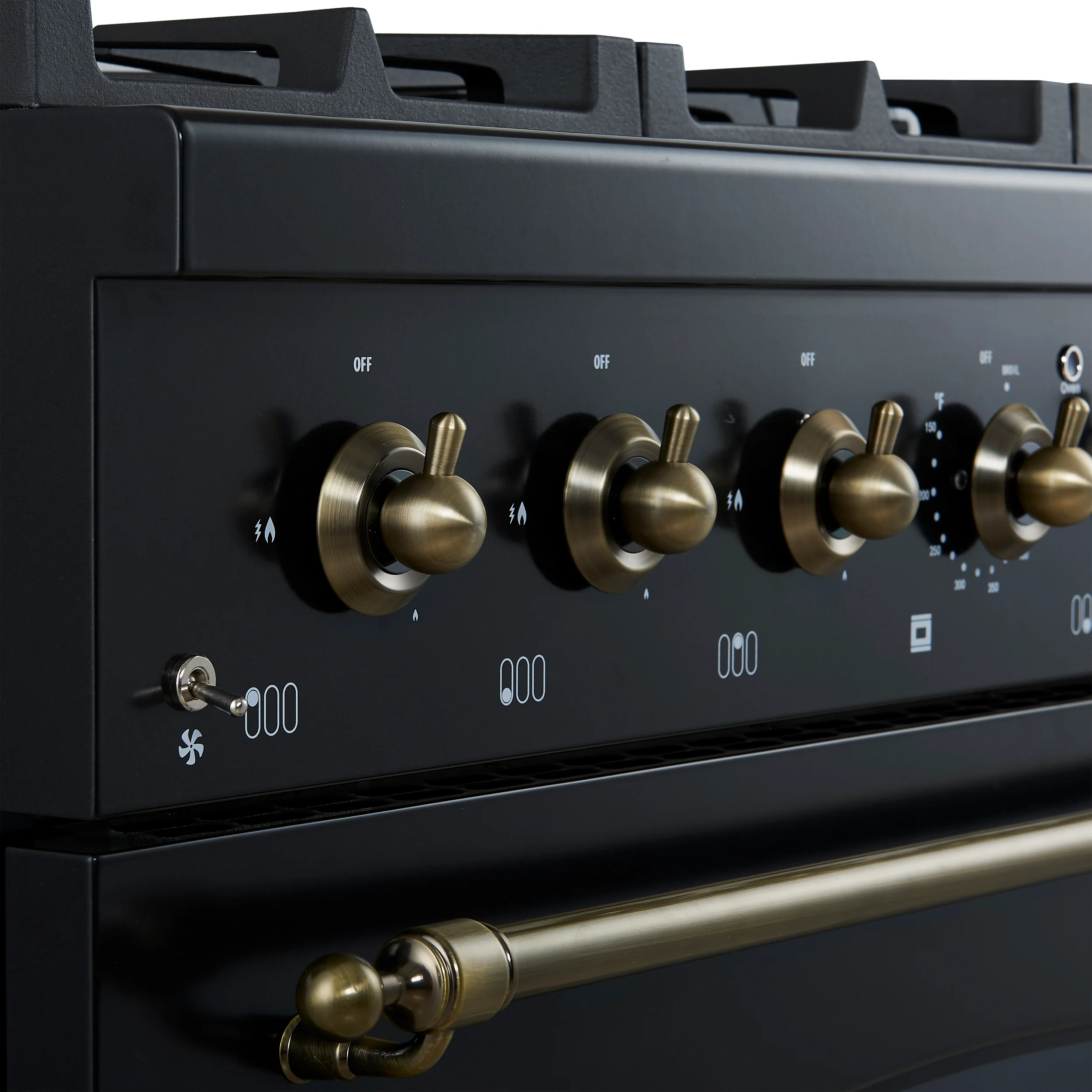 Forno Antico 36-Inch Freestanding Gas Range, Black, Antique Brass Design, 6 Burners, Convection Oven, Energy Efficient - Image 3