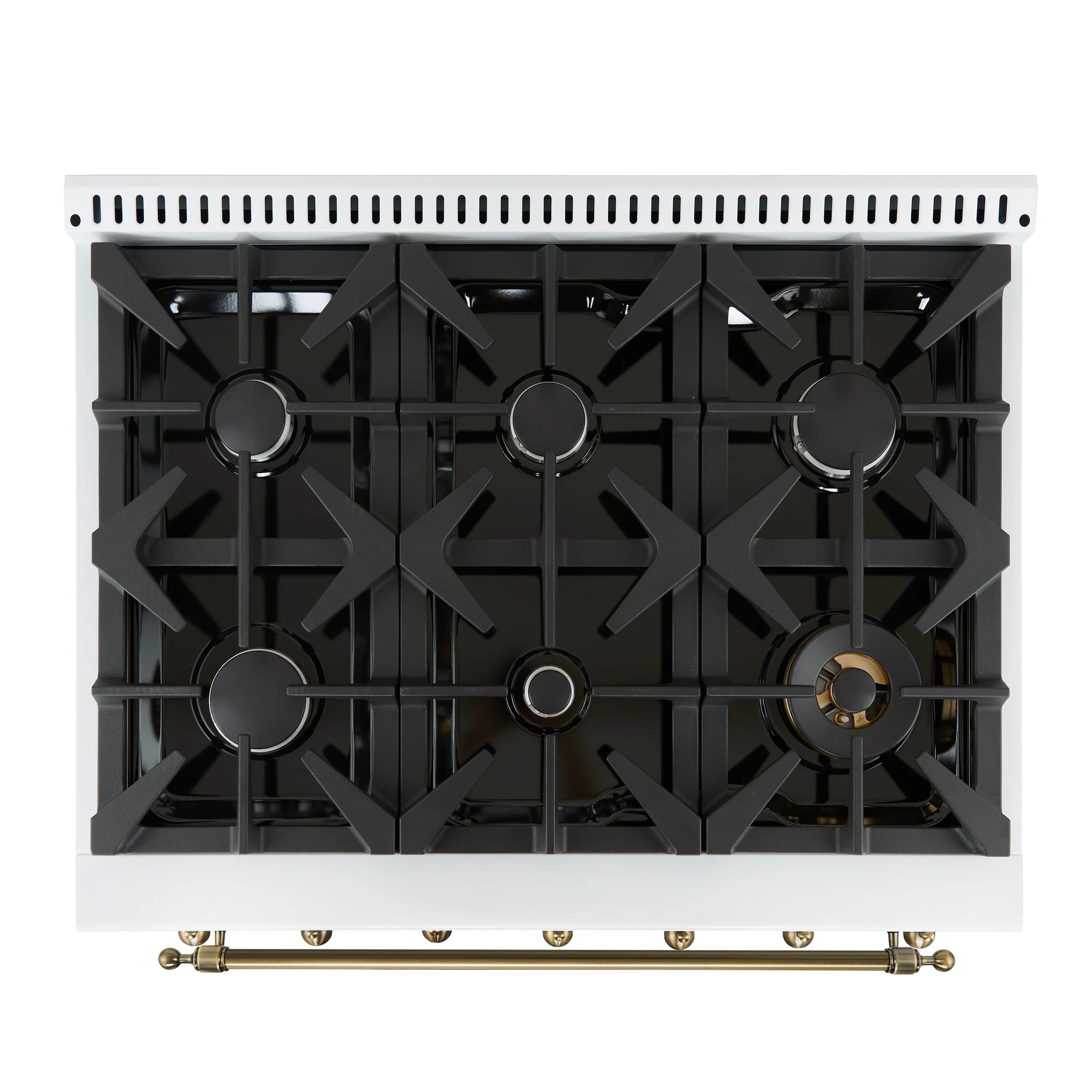 Forno Antico 36-Inch Freestanding Gas Range, White, Antique Brass Design, 6 Burners, Convection Oven, Energy Efficient - Image 4