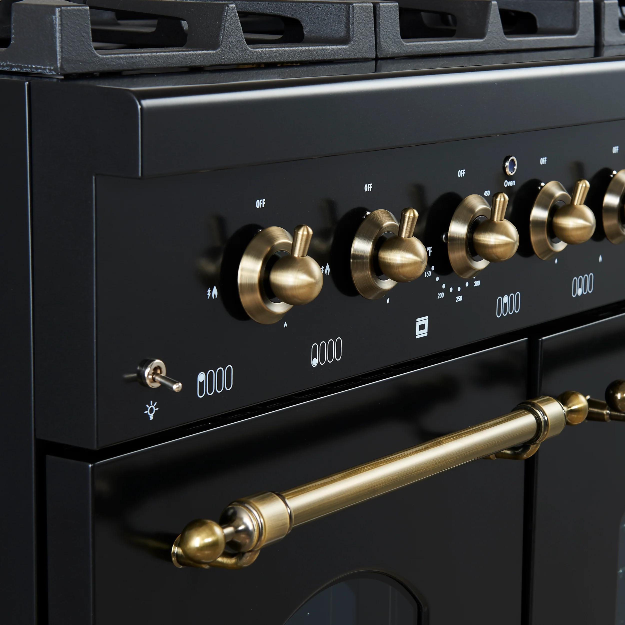 Forno Antico 48-Inch Freestanding Gas Range, Black, Antique Brass Design, 8 Burners, Griddle, Double Ovens, Energy Efficient - Image 2