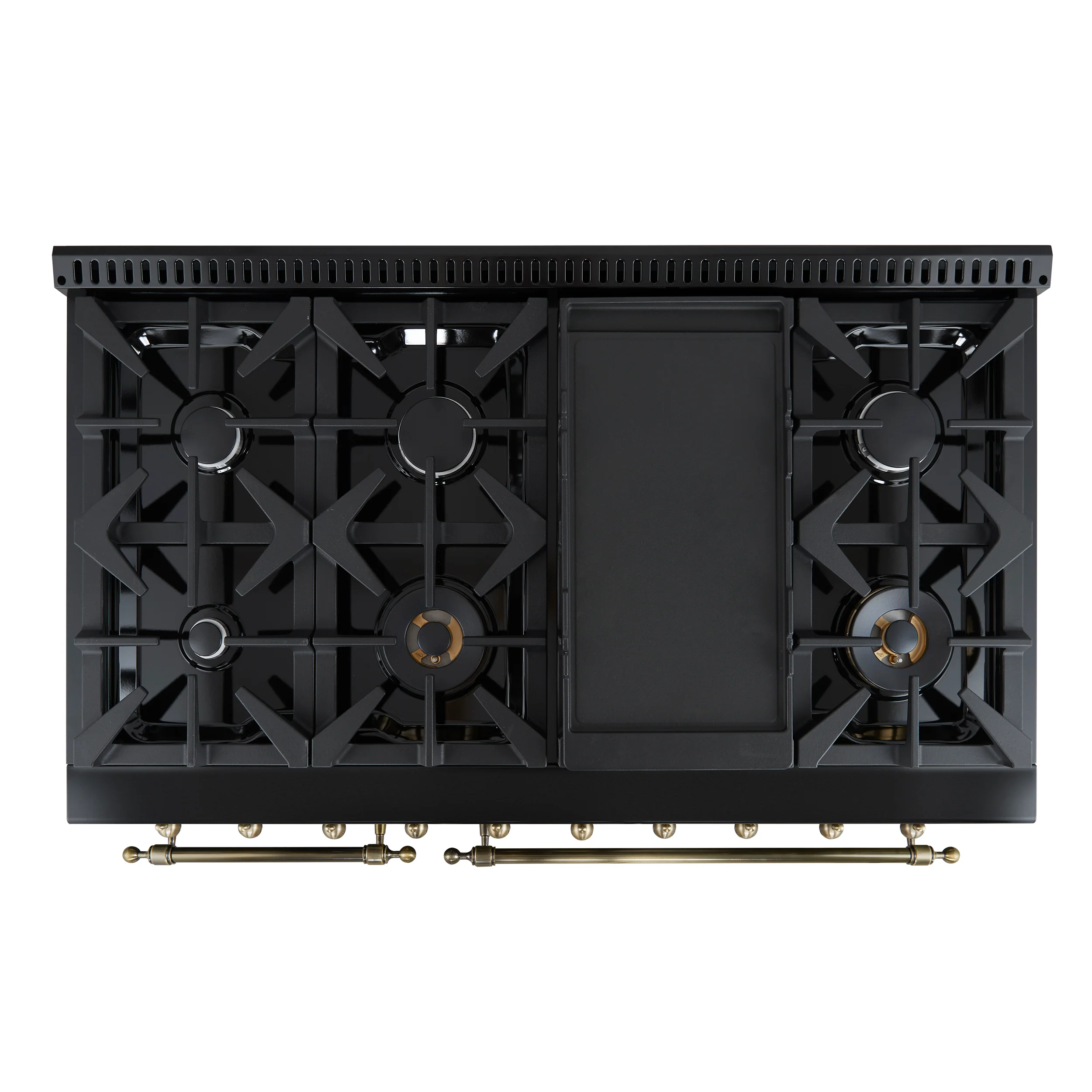 Forno Antico 48-Inch Freestanding Gas Range, Black, Antique Brass Design, 8 Burners, Griddle, Double Ovens, Energy Efficient - Image 4