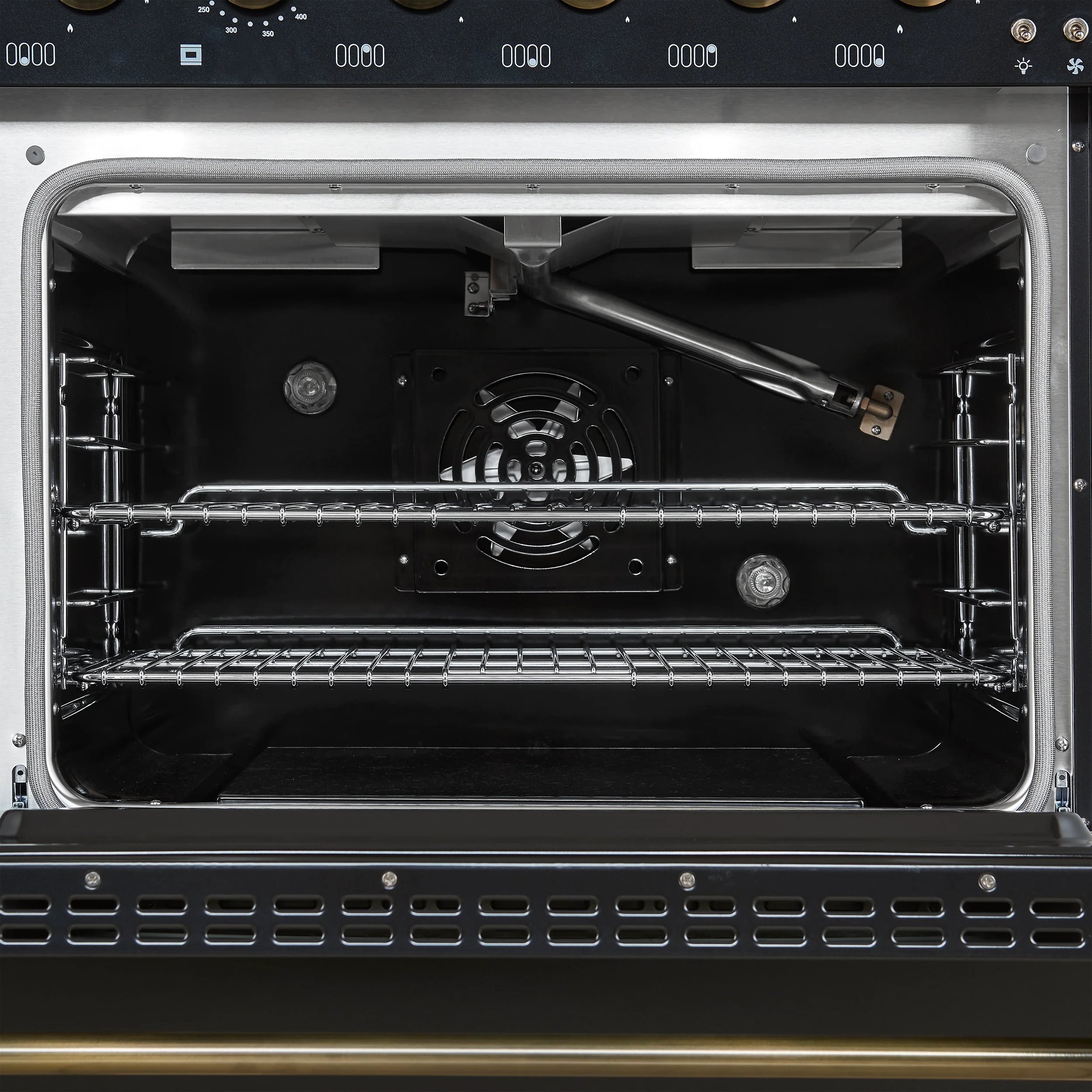 Forno Antico 48-Inch Freestanding Gas Range, Black, Antique Brass Design, 8 Burners, Griddle, Double Ovens, Energy Efficient - Image 9