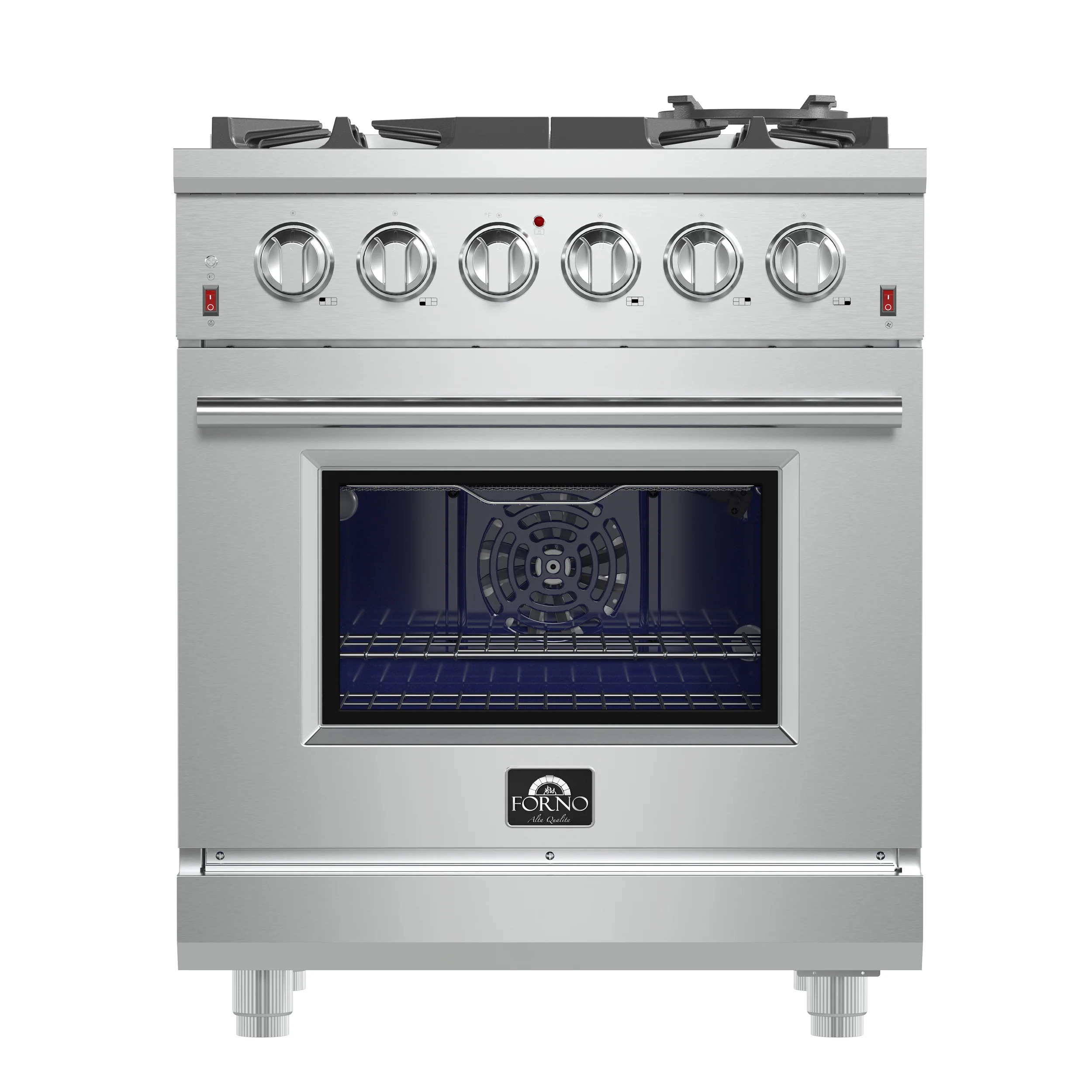 Forno Massimo 30-Inch Freestanding Gas Range, 5 Burners, True Convection Oven