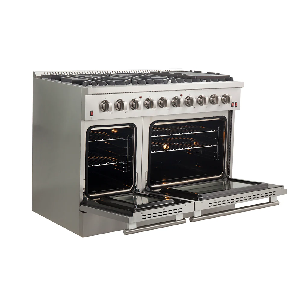 Forno Galiano 48-Inch Freestanding Gas Range, Stainless Steel, 8 Burners, 107,000 BTU, Griddle, Double Ovens, Energy Efficient - Image 5