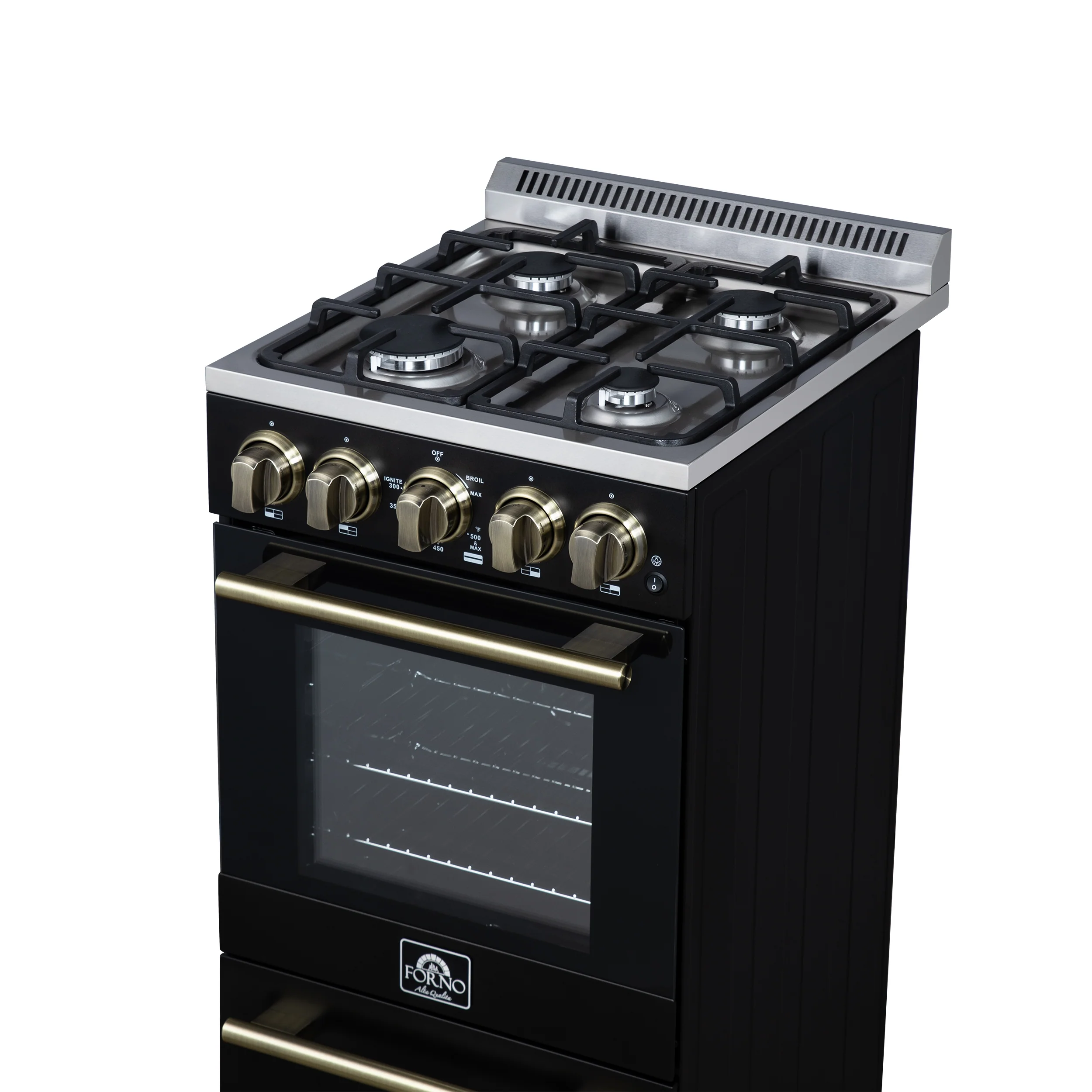 Forno Lamazze 20 Inch Freestanding Gas Range in Black, Compact Design - Image 10