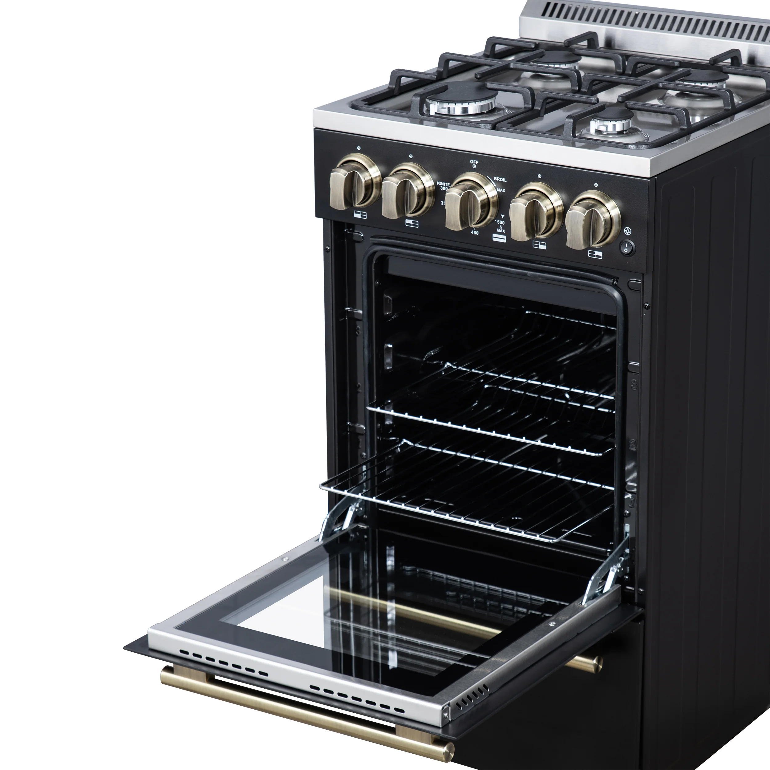 Forno Lamazze 20 Inch Freestanding Gas Range in Black, Compact Design - Image 11