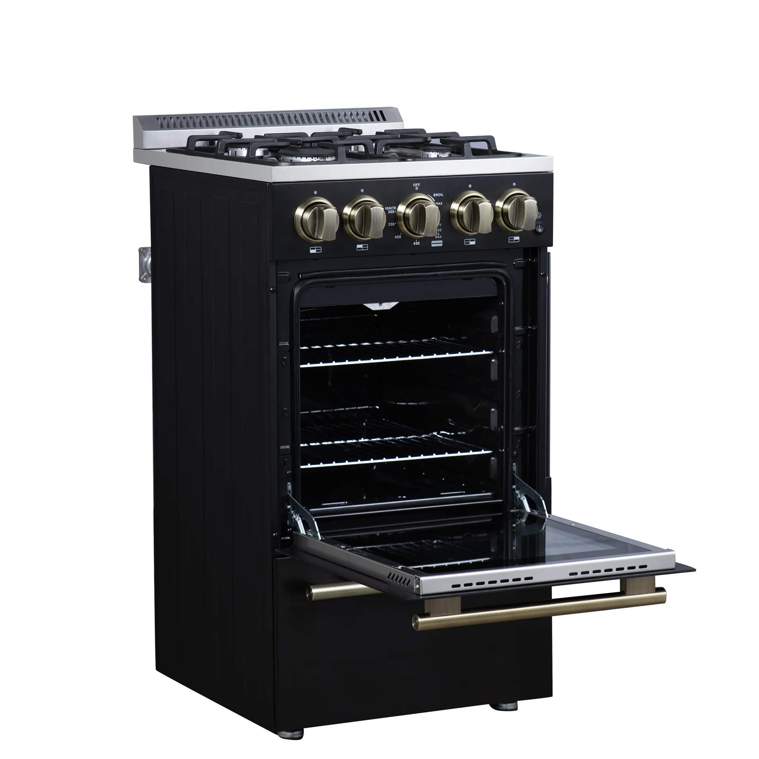 Forno Lamazze 20 Inch Freestanding Gas Range in Black, Compact Design - Image 12
