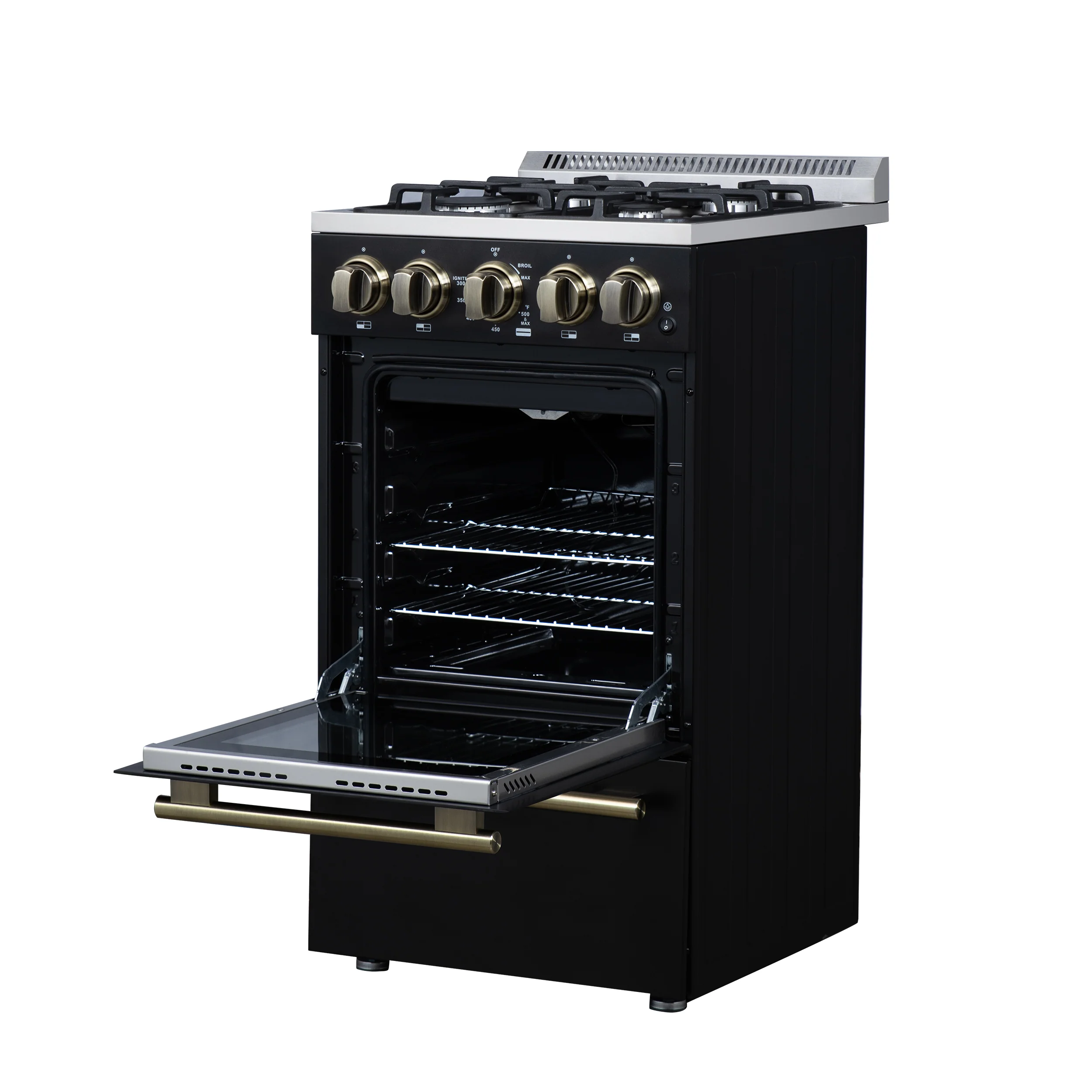 Forno Lamazze 20 Inch Freestanding Gas Range in Black, Compact Design - Image 14