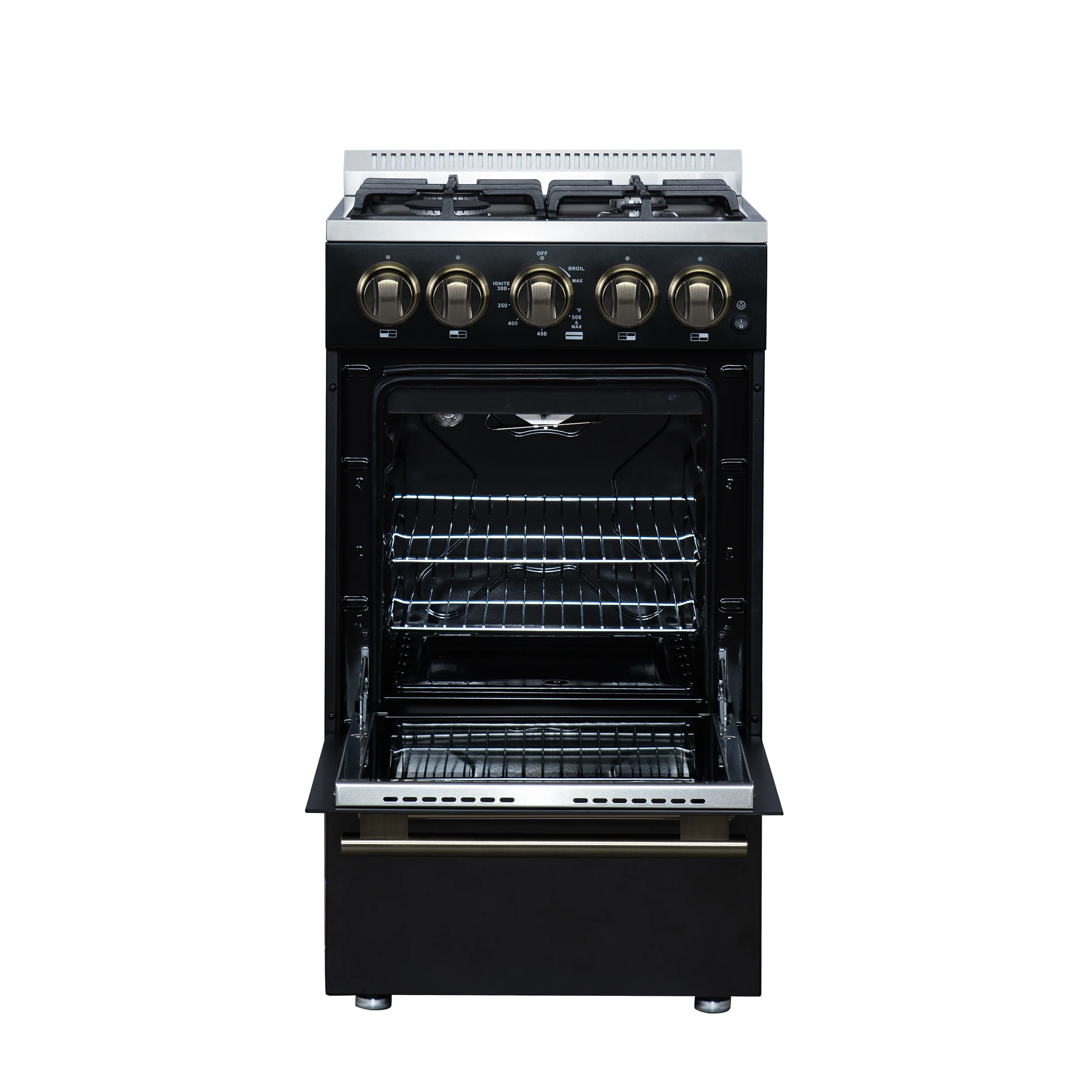 Forno Lamazze 20 Inch Freestanding Gas Range in Black, Compact Design - Image 2