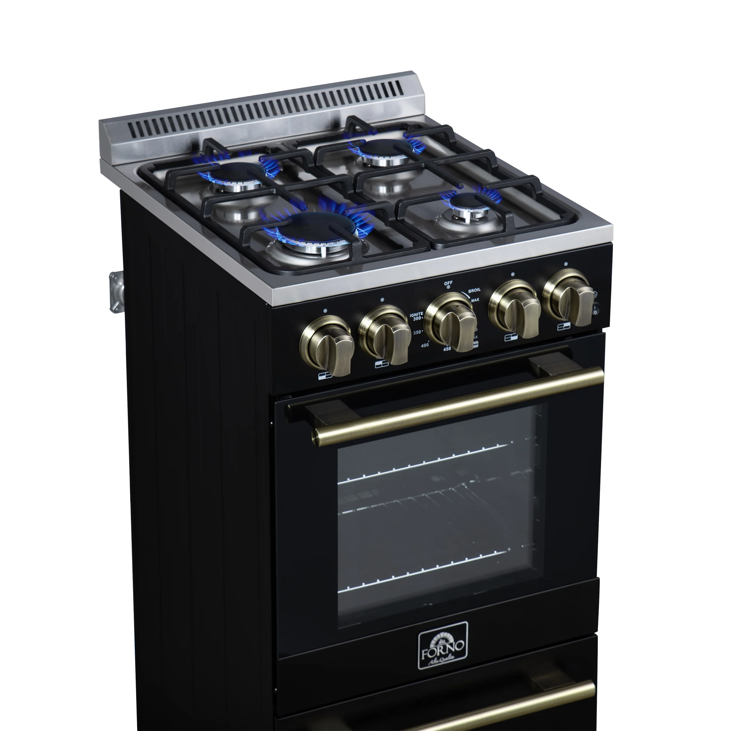 Forno Lamazze 20 Inch Freestanding Gas Range in Black, Compact Design - Image 4