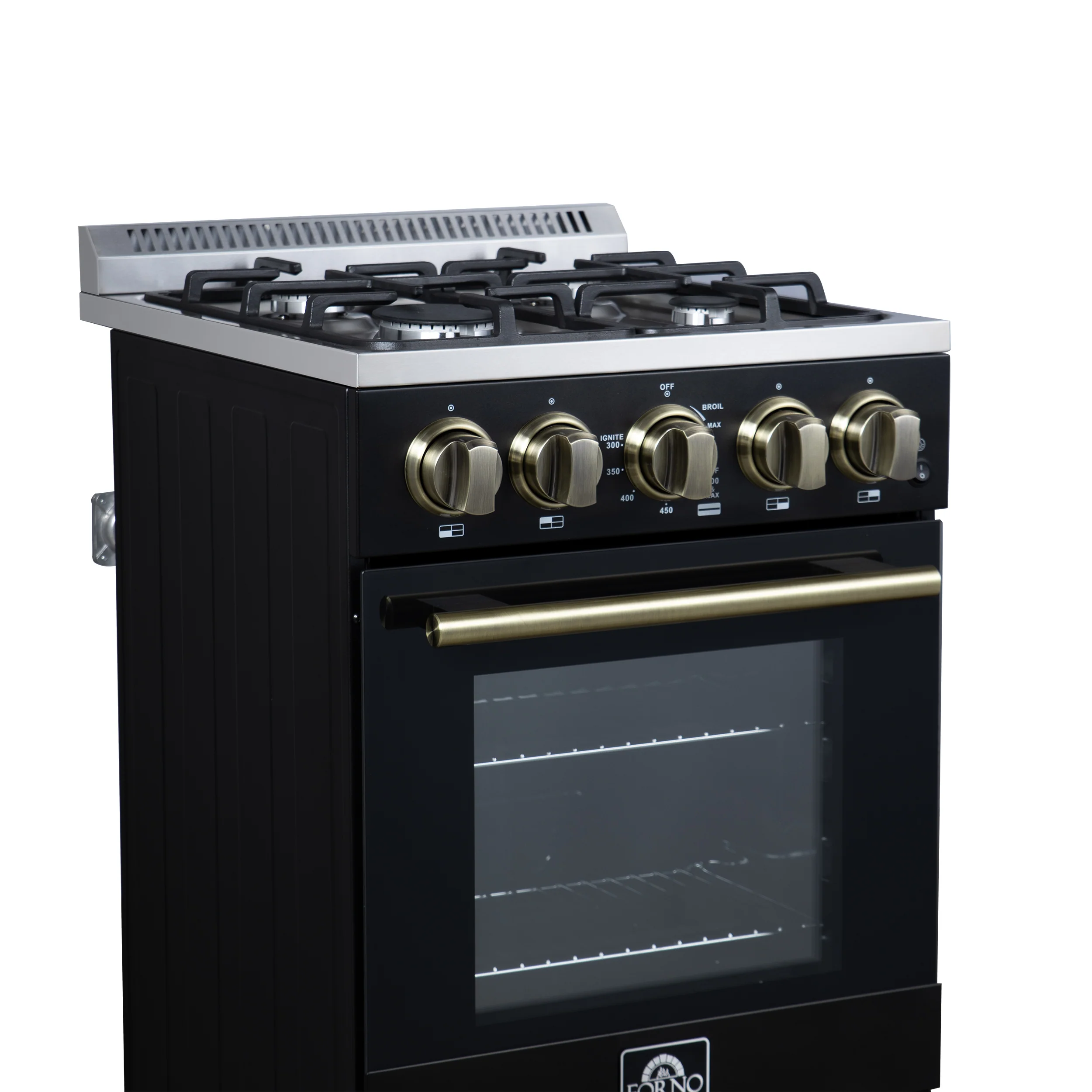 Forno Lamazze 20 Inch Freestanding Gas Range in Black, Compact Design - Image 5