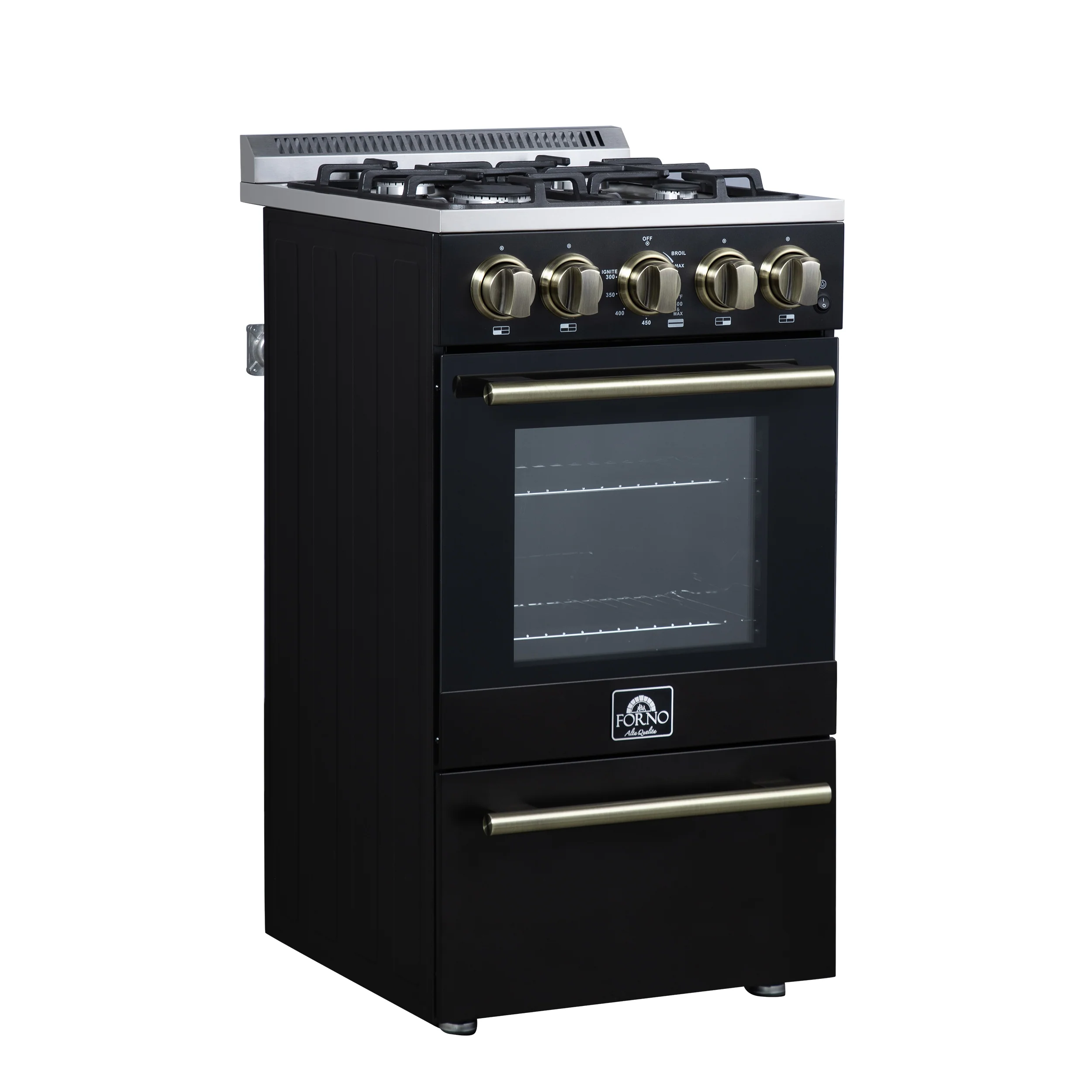 Forno Lamazze 20 Inch Freestanding Gas Range in Black, Compact Design - Image 7