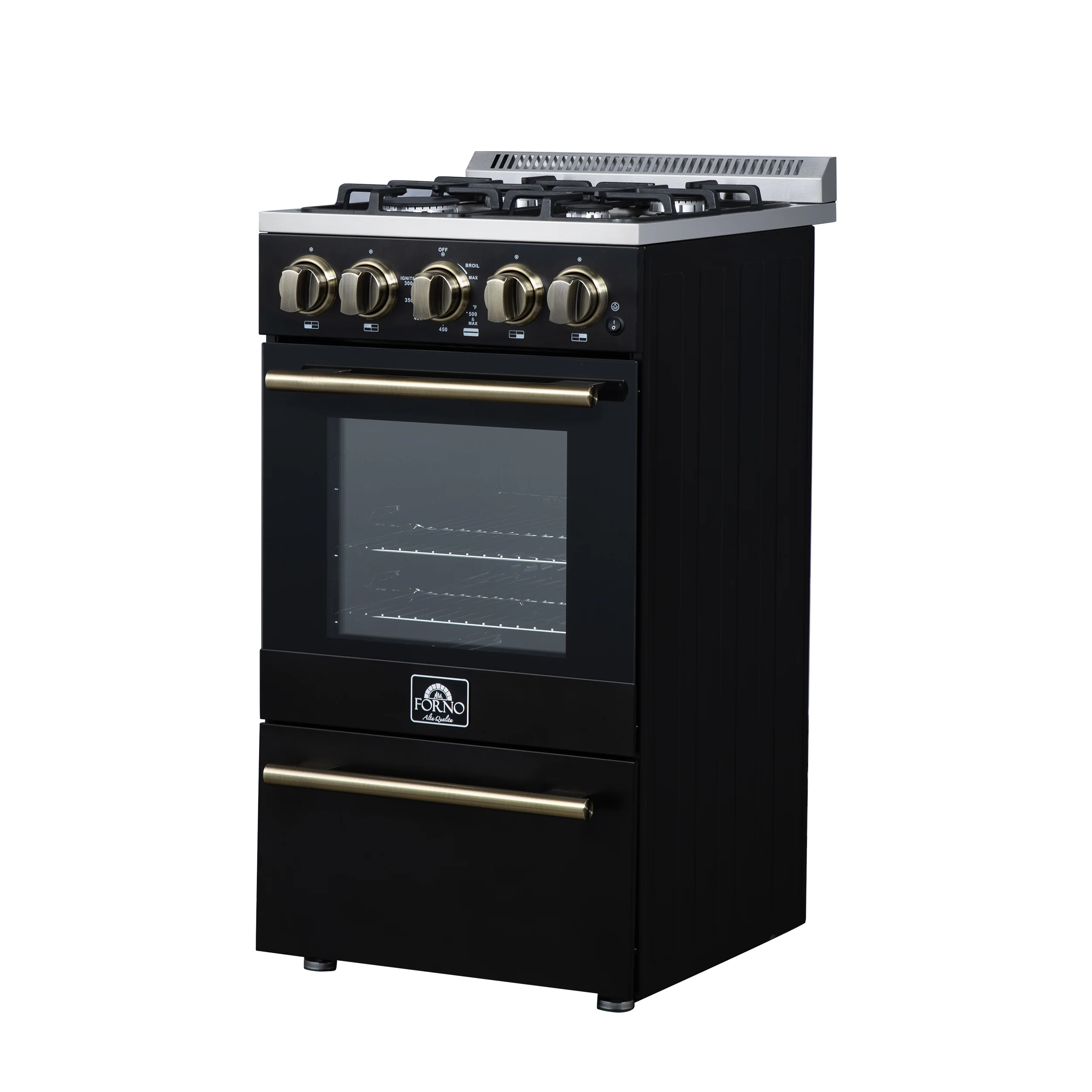 Forno Lamazze 20 Inch Freestanding Gas Range in Black, Compact Design - Image 8