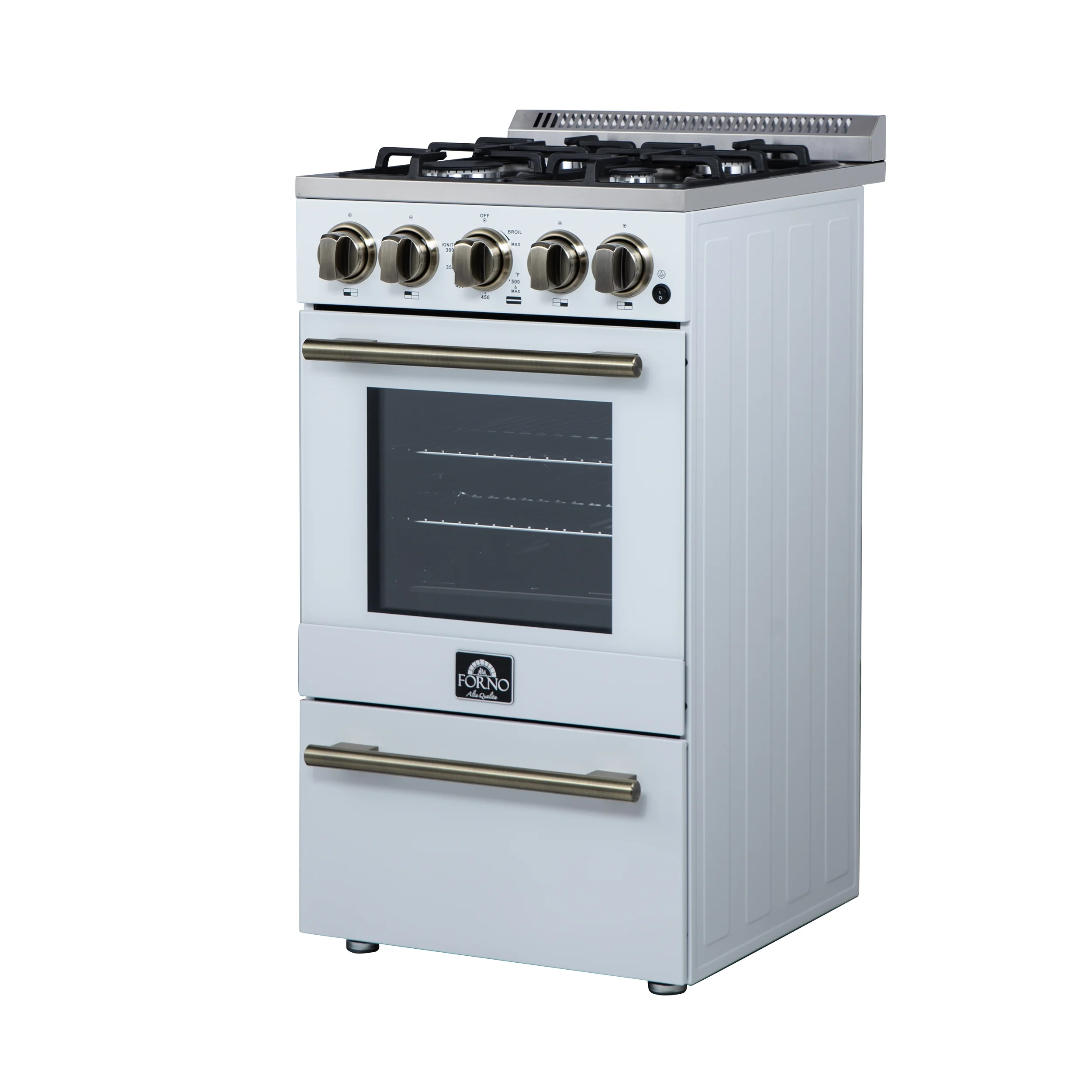 Forno Lamazze 20 Inch Freestanding Gas Range in White, Compact Design - Image 11